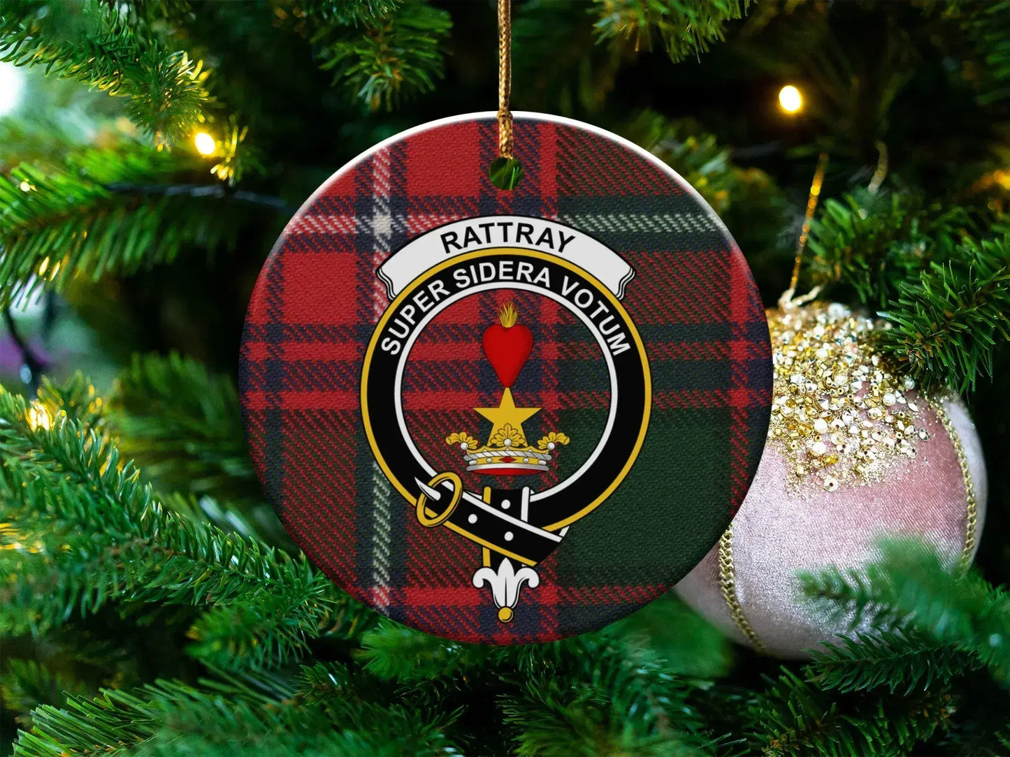 Scottish Clan Rattray Tartan Design Christmas Ornament product