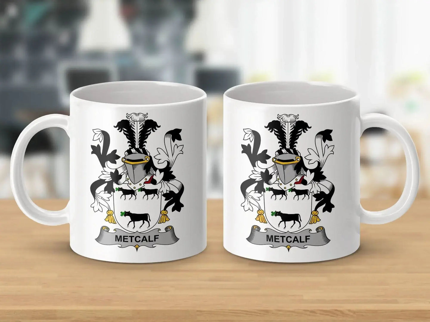 Metcalf Surname Irish Family Crest Mug - Celtic Ancestry Gifts