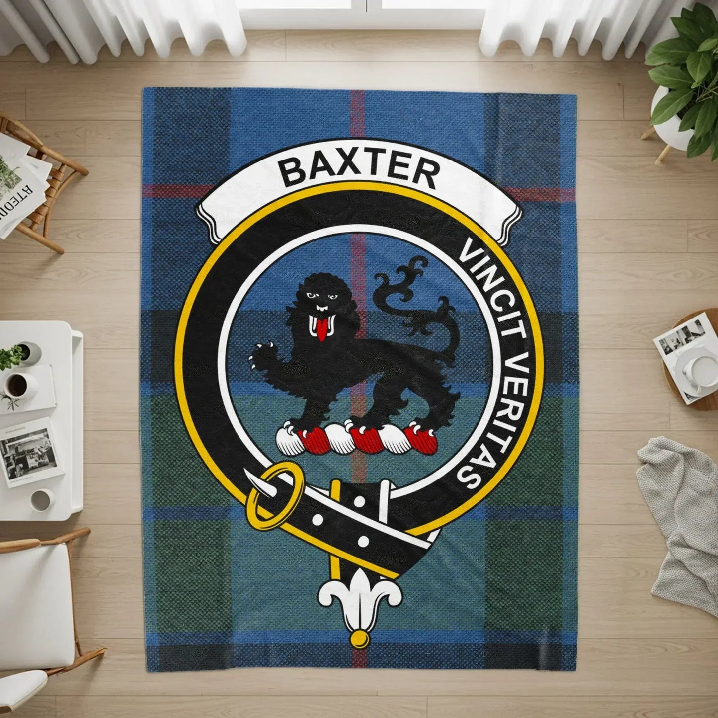 Vincit Veritas Baxter Clan Crest Tartan Rug product