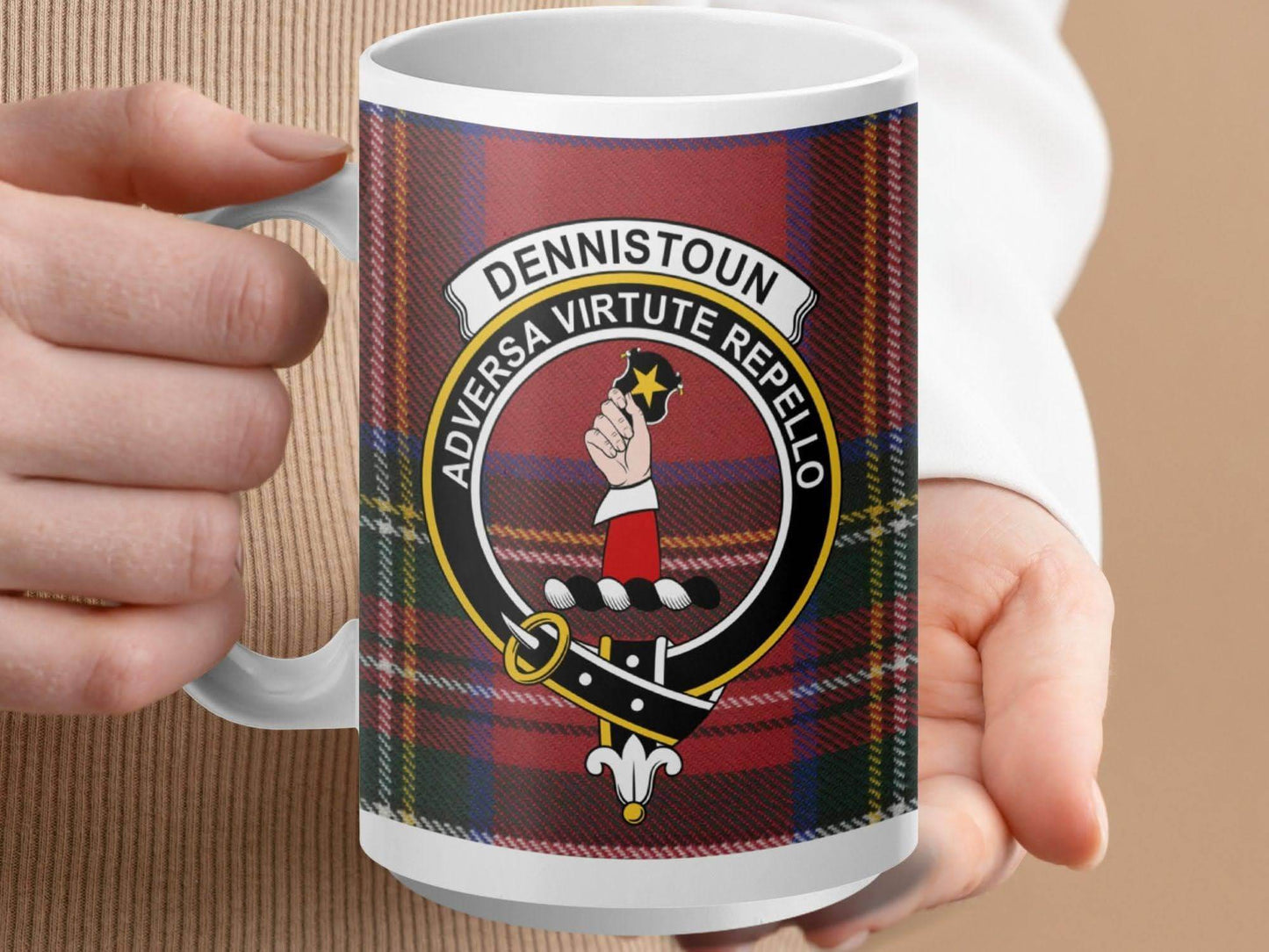 Dennistoun Family Crest Clan Tartan Mug product