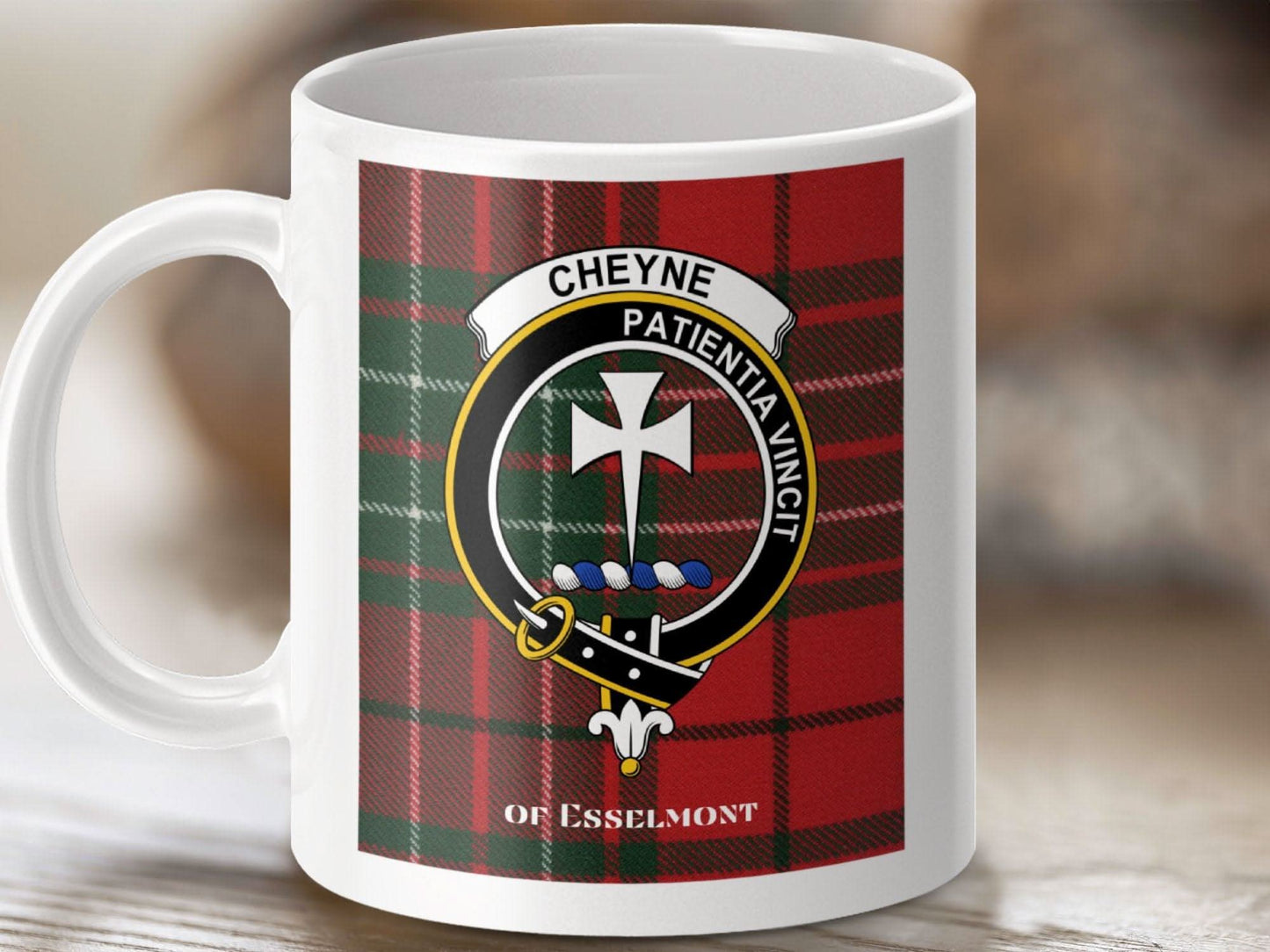 Cheyne Patientia Vincit Tartan Clan Crest Mug product