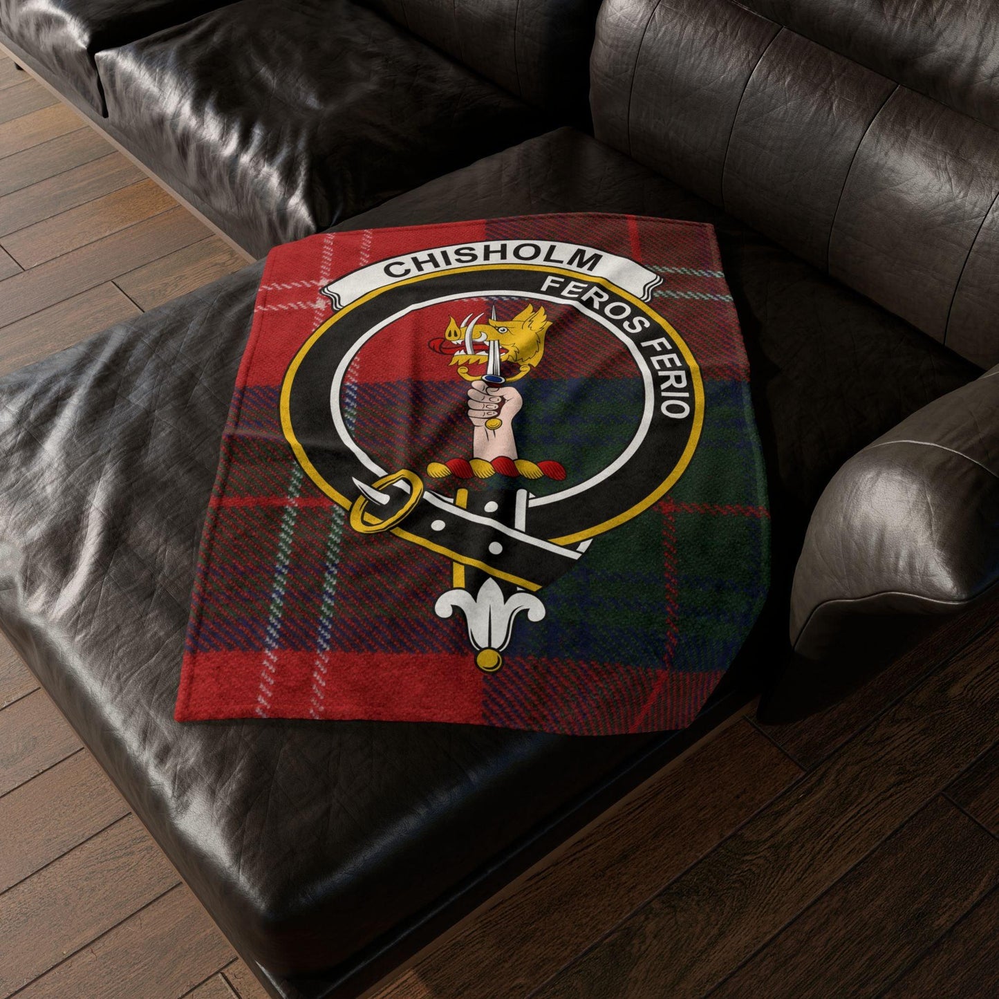 Chisholm Clan Crest Scottish Tartan Blanket
