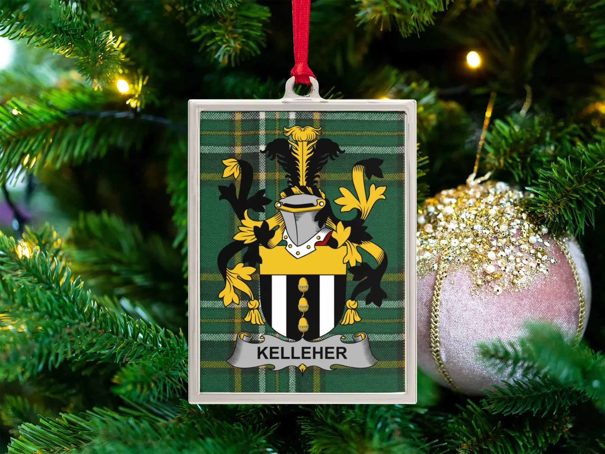 Custom Kelleher Family Crest Holiday Ornament product