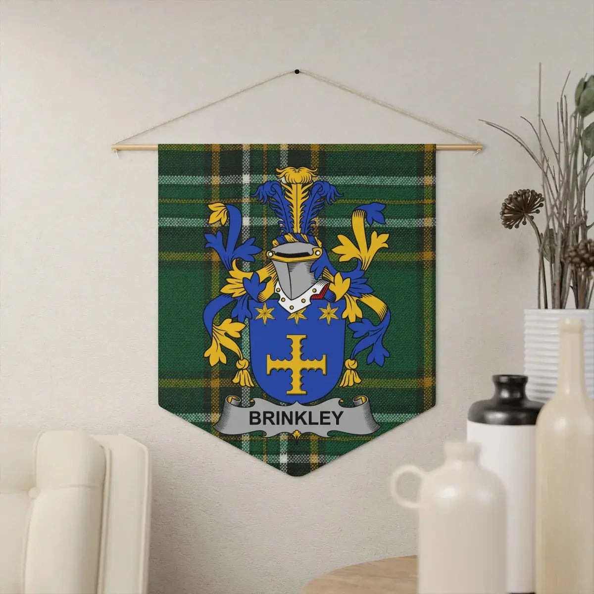 Custom Family Crest Tartan Pattern Wall Banner Product