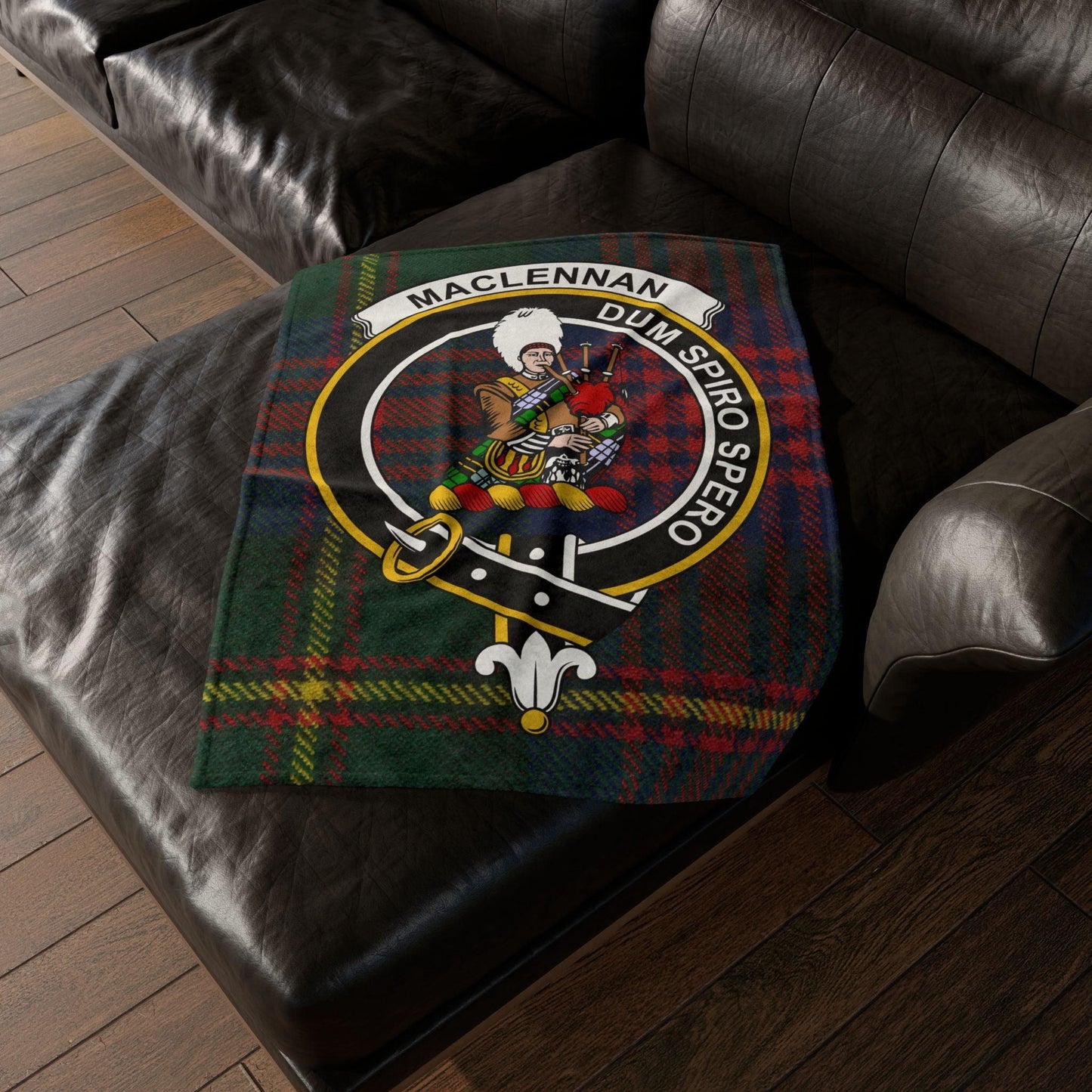 MacLennan Clan Tartan Blanket – Scottish Crest Throw, Soft & Cozy