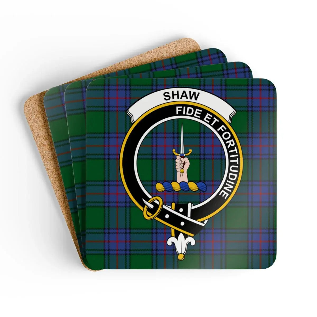 Shaw Fide Et Fortitudine Crest Plaid Coasters product type