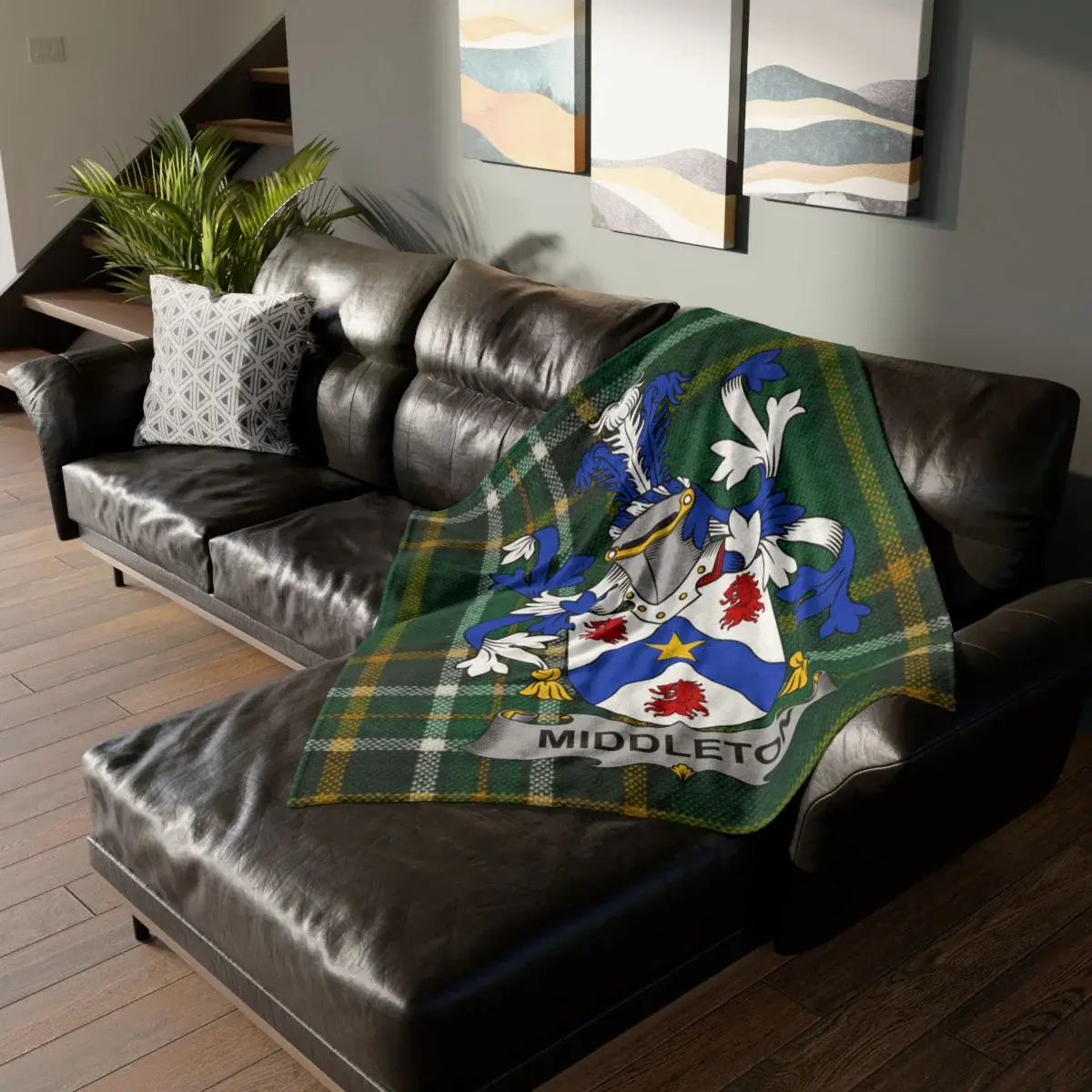 Middleton family crest design cozy blanket product