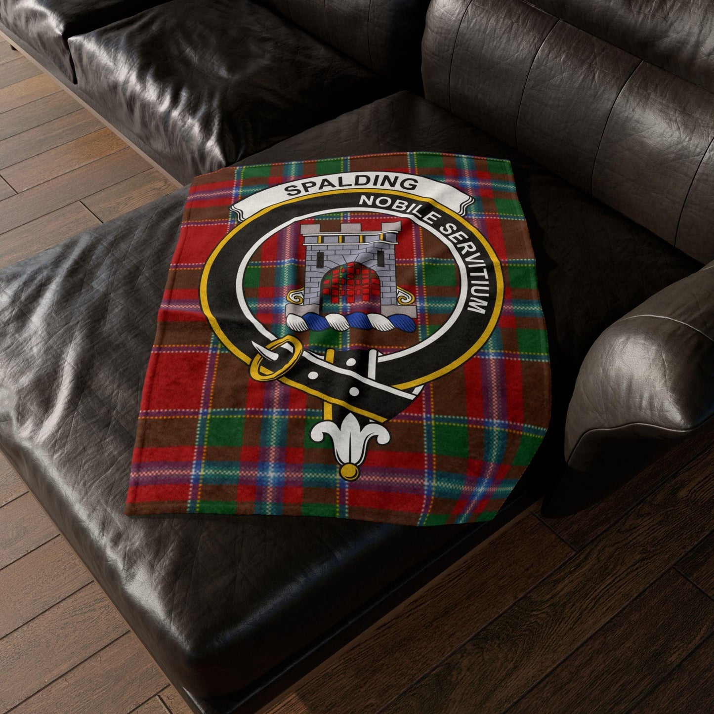Spalding Clan Tartan Blanket – Scottish Crest Throw