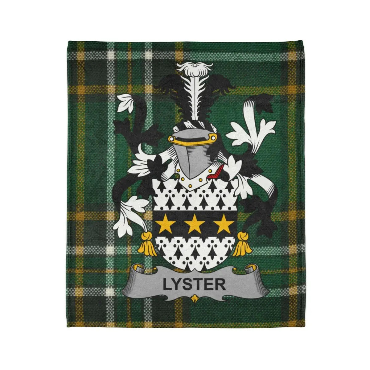 Green Plaid Lyster Family Crest Design Blanket product