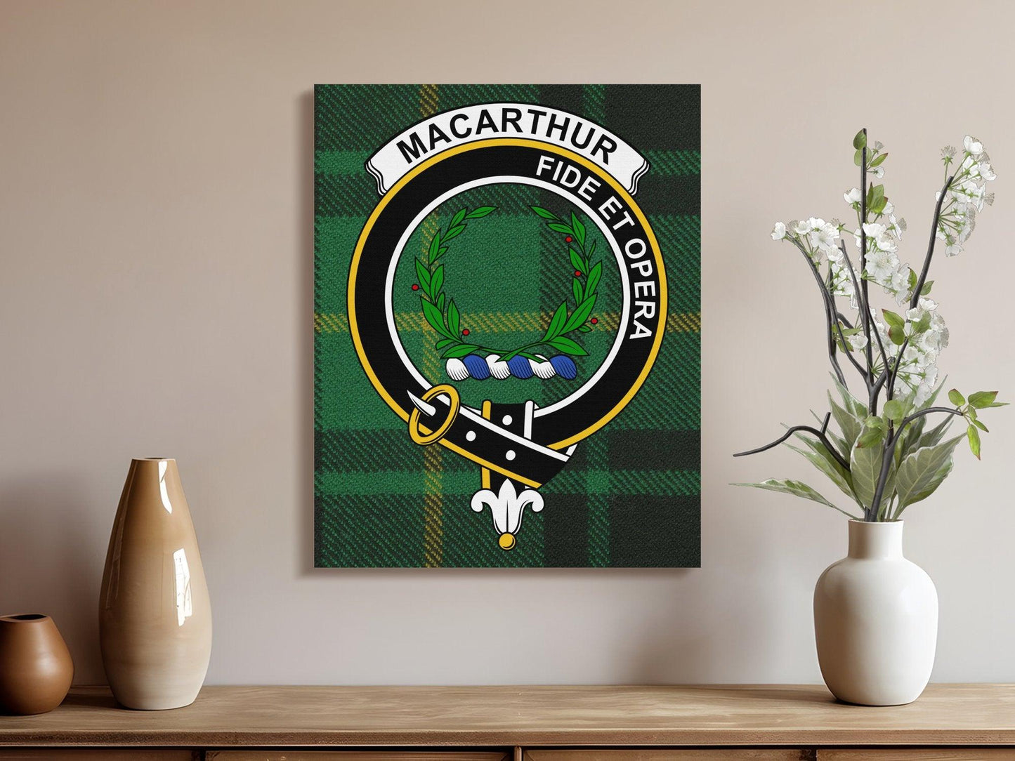 Macarthur Fide Et Opera Plaid Badge Canvas product