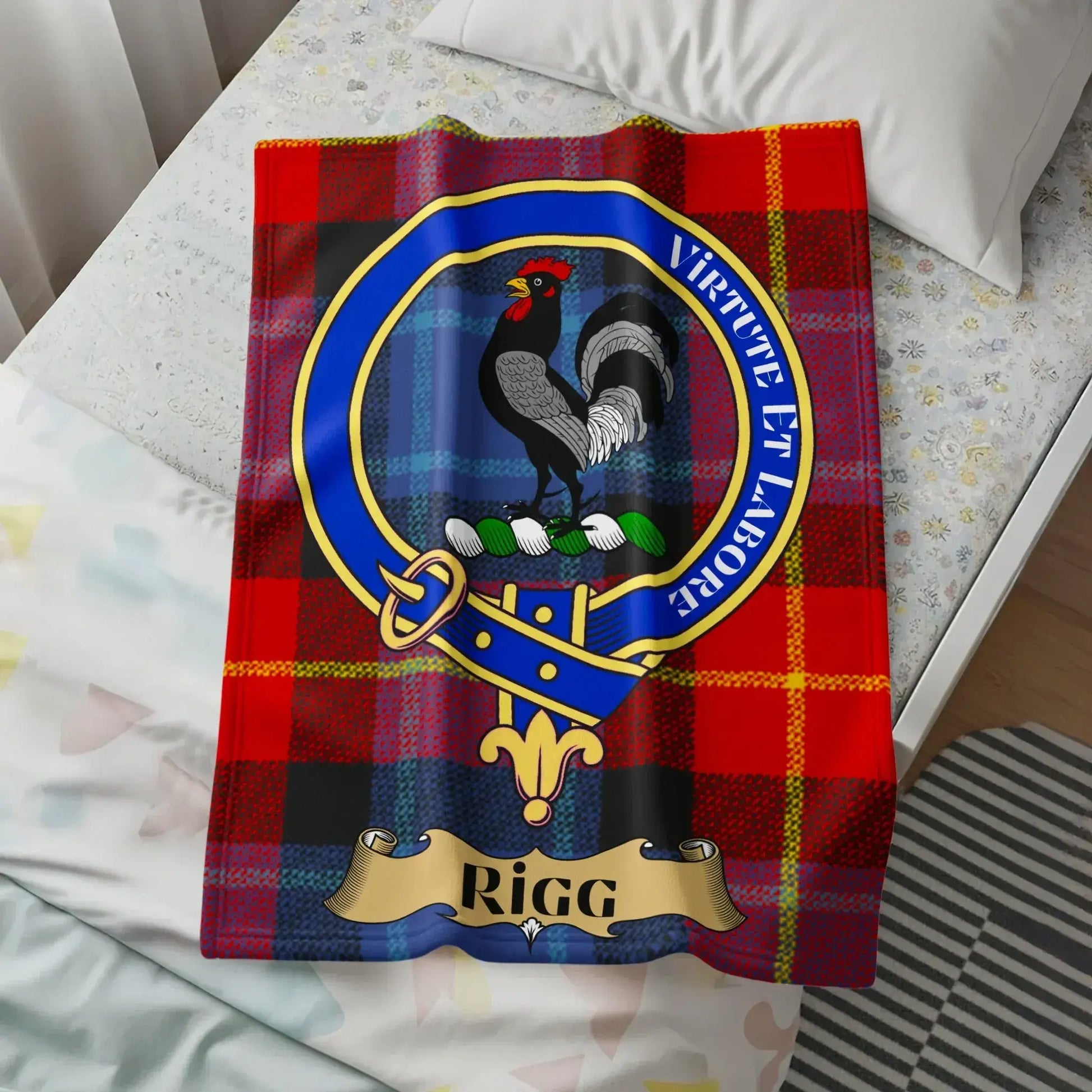 Scottish Clan Crest Tartan Blanket Rigg product type