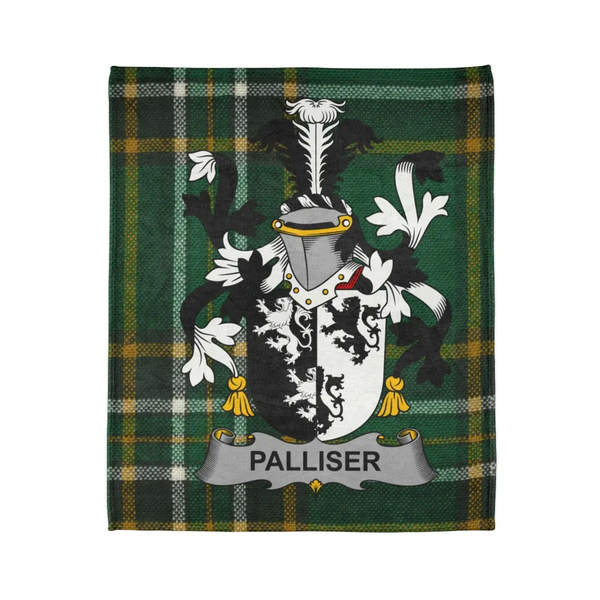 Palliser Family Crest on Plaid Background Blanket product