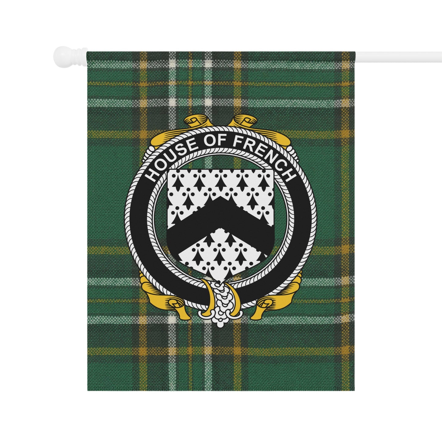 House Of French Coat of Arms Plaid Decorative Flag