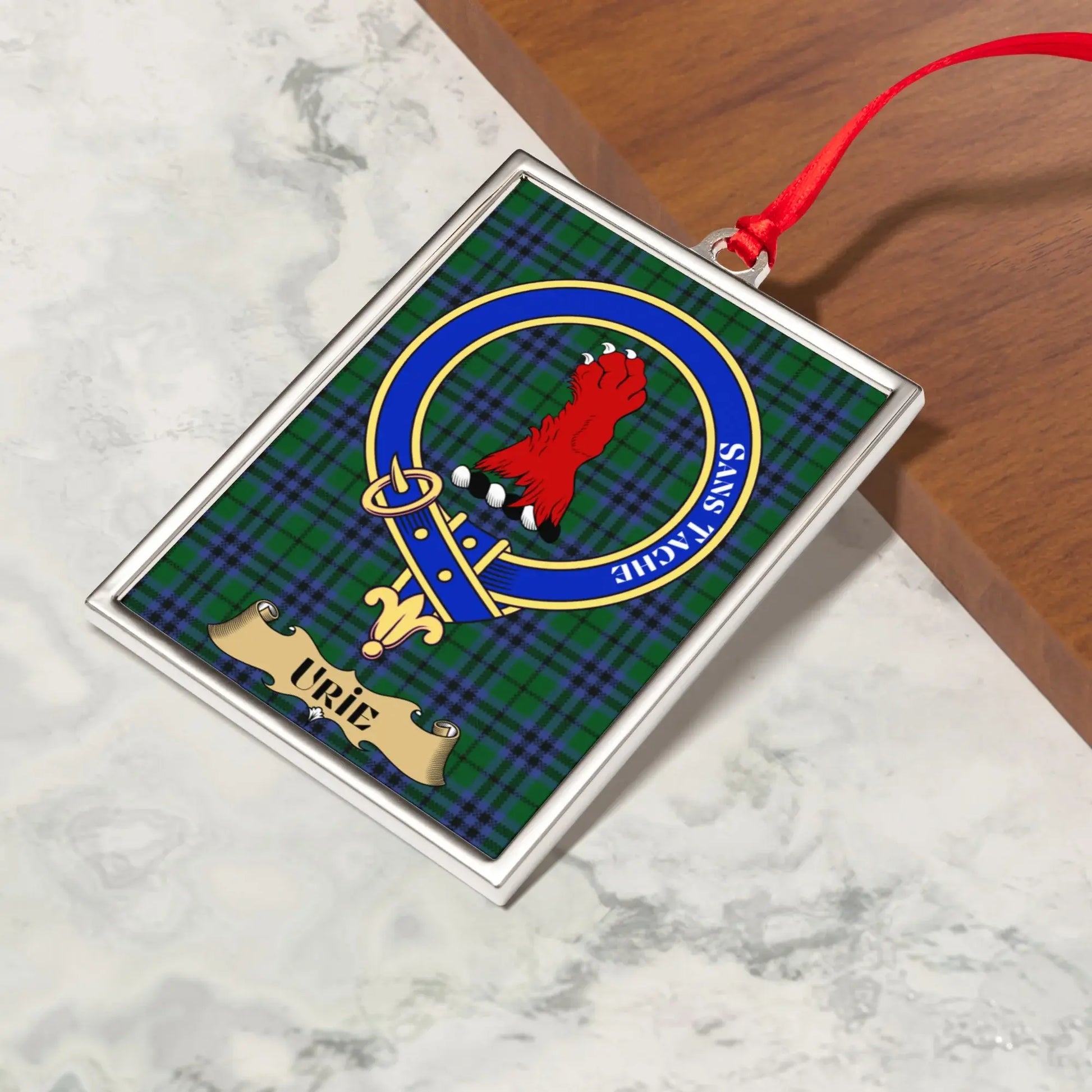 Urie Tartan Crest Plaque Christmas Ornament product