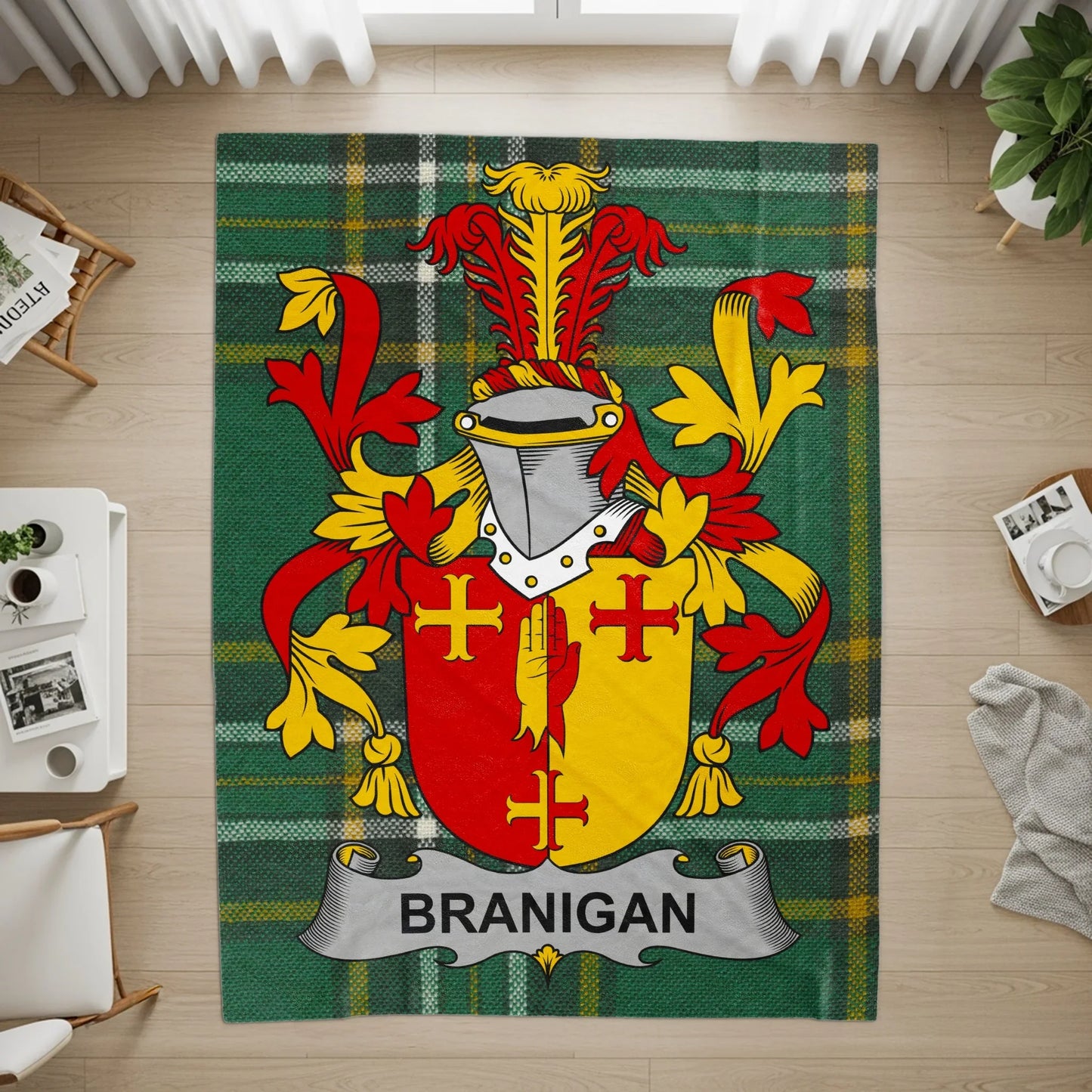 Branigan Family Crest Tartan Shield Area Rug product type