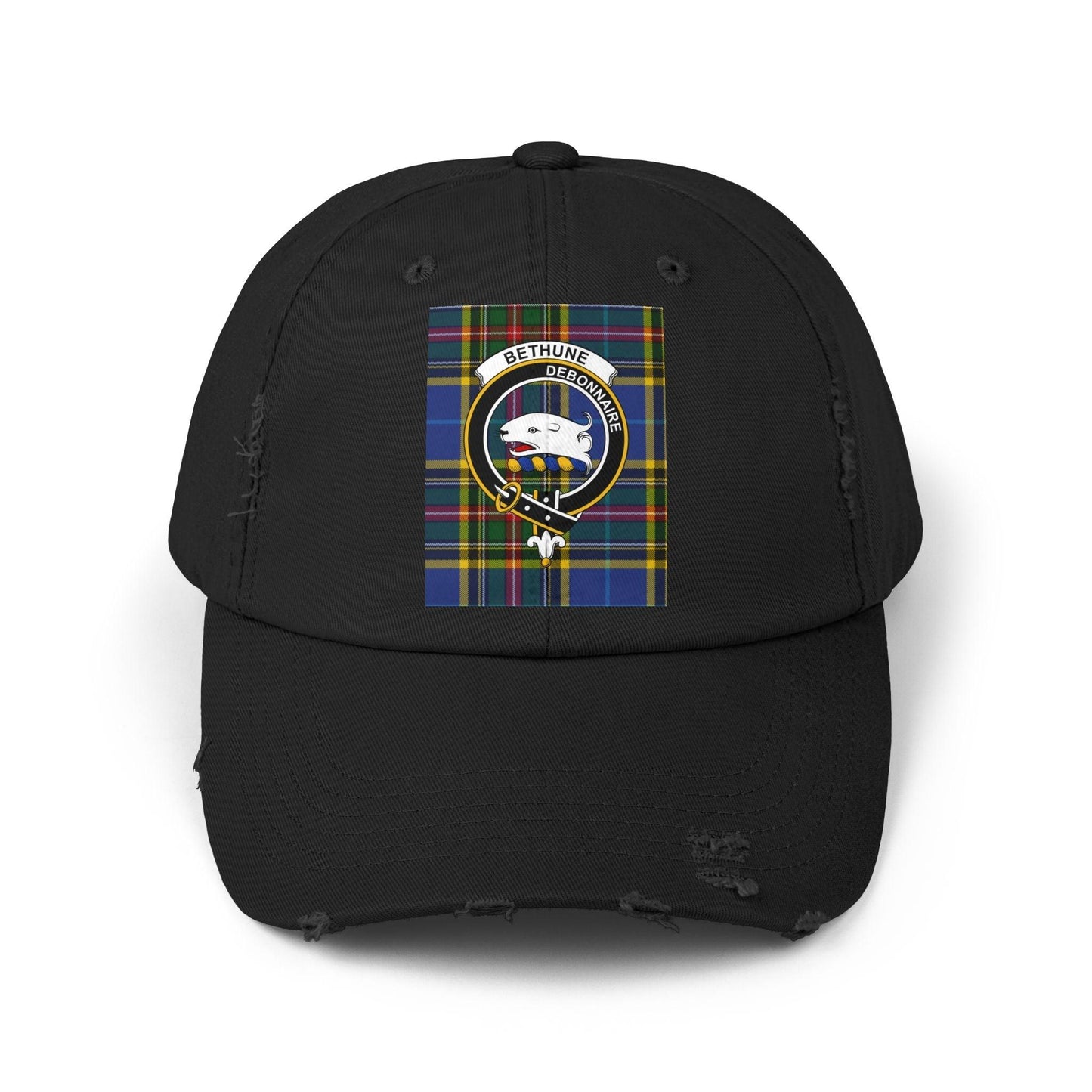 Bethune Crest Plaid Design Baseball Cap - Celtic Ancestry Gifts