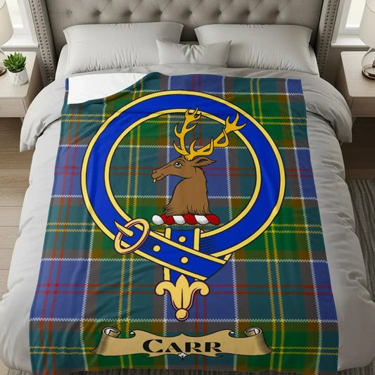 Tartan Plaid Blanket with Crest Boasting Stag Design product