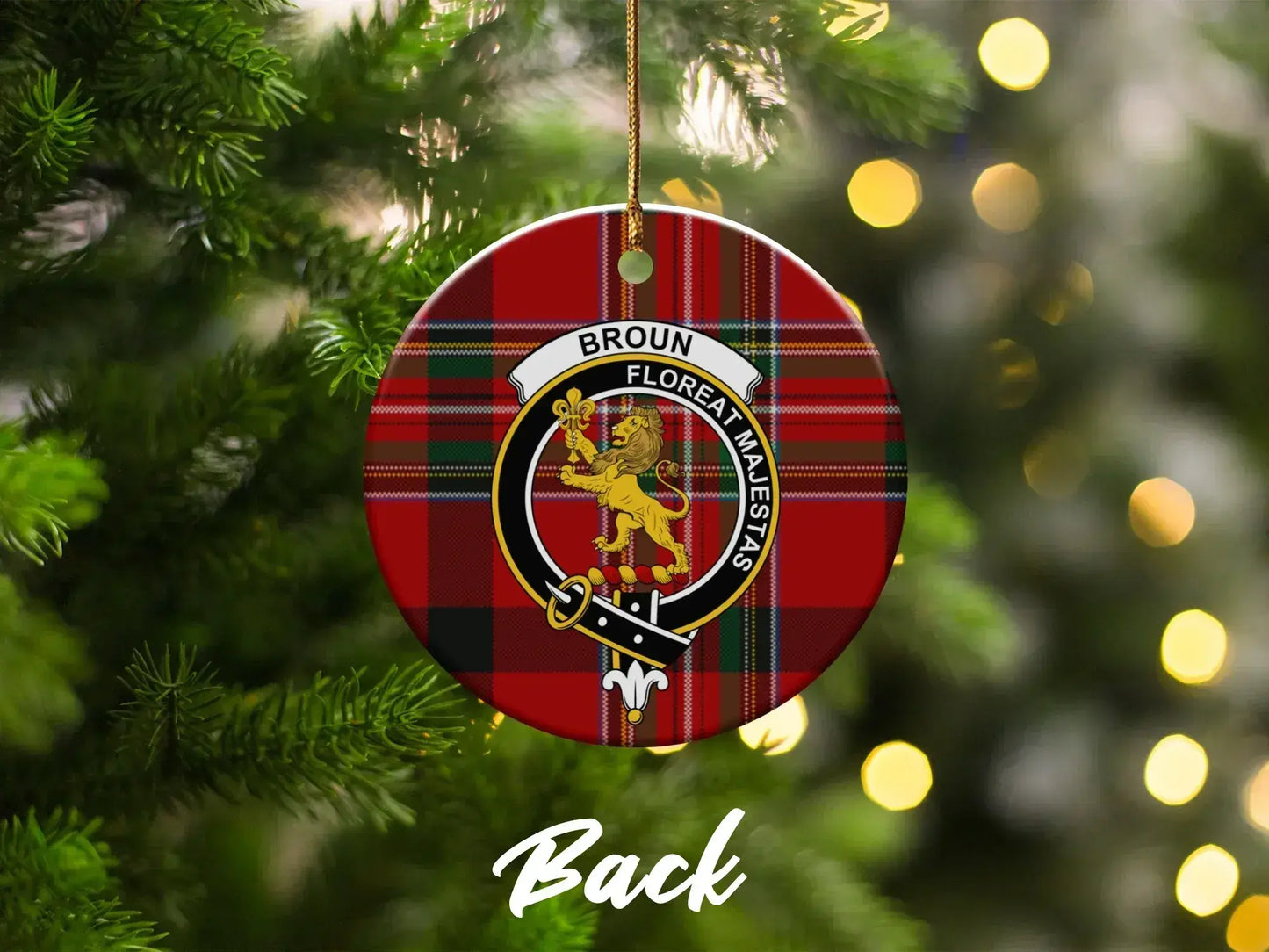 Broun Floreat Majestas Tartan Christmas Ornament product