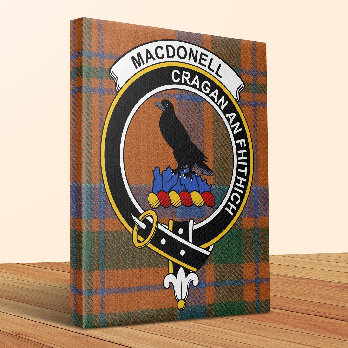 Macdonell Scottish Tartan Crest Canvas Wrap - Celtic Ancestry Gifts