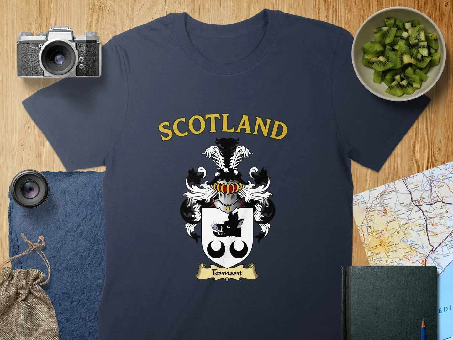 Scotland Coat of Arms Design on Navy Blue T-shirt product