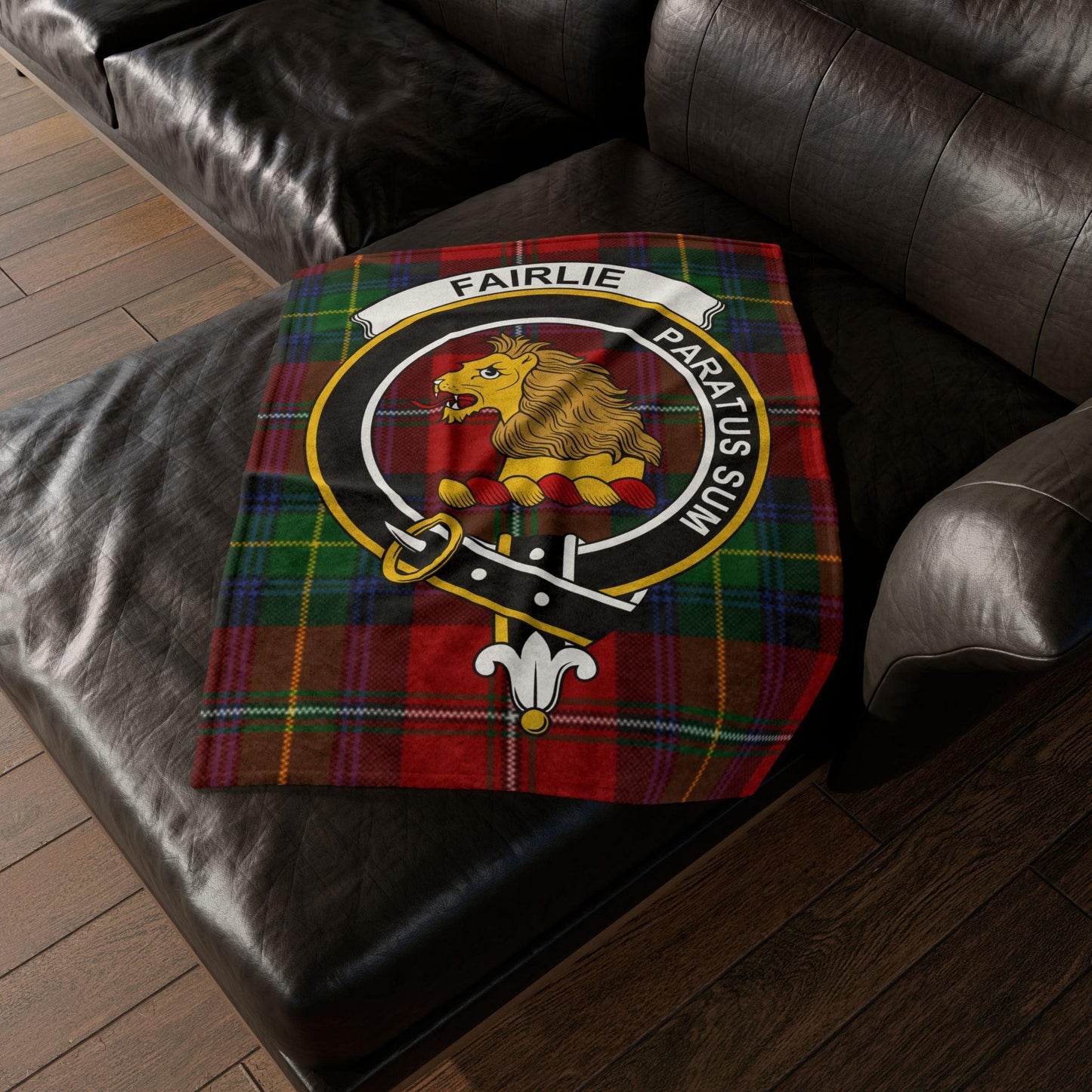 Fairlie Clan Tartan Blanket – Scottish Crest Throw - Celtic Ancestry Gifts