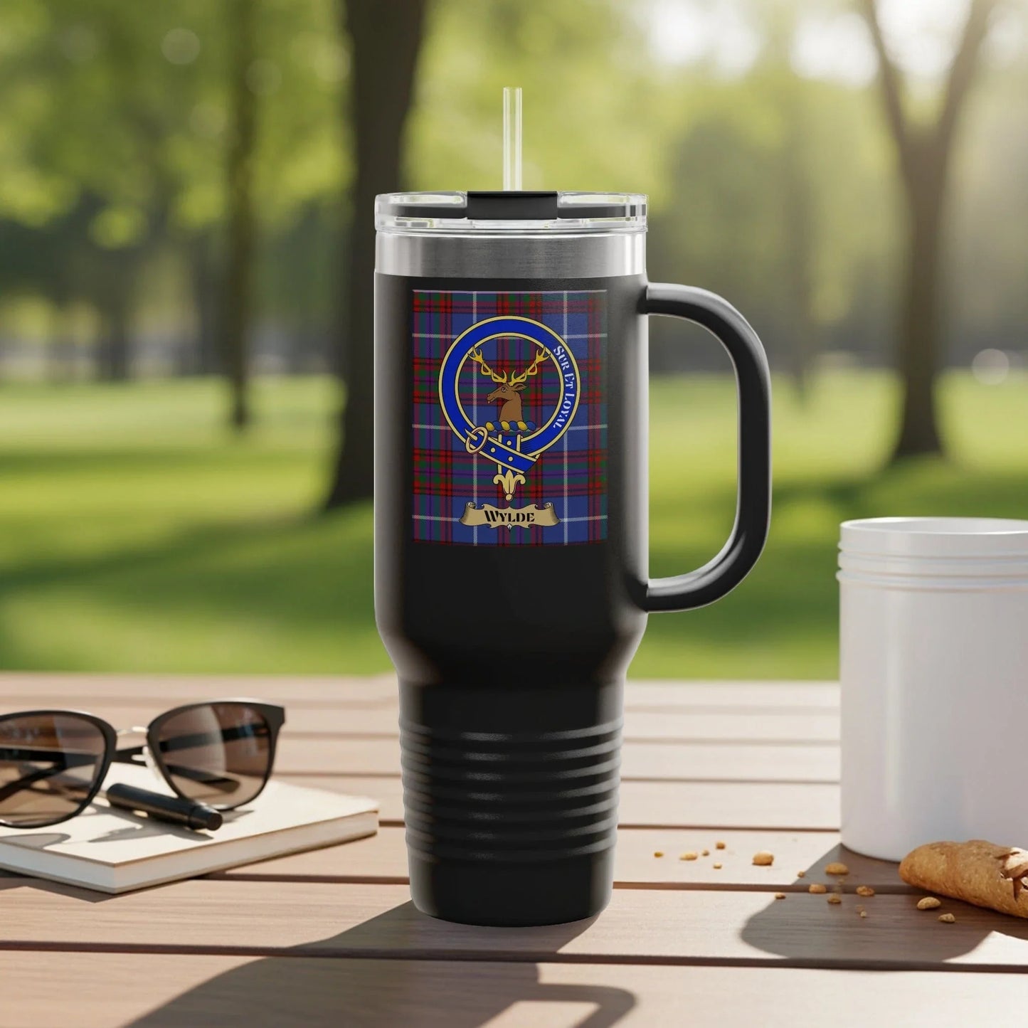 Deer Camp WVU Line Plaid Tumbler with Straw product