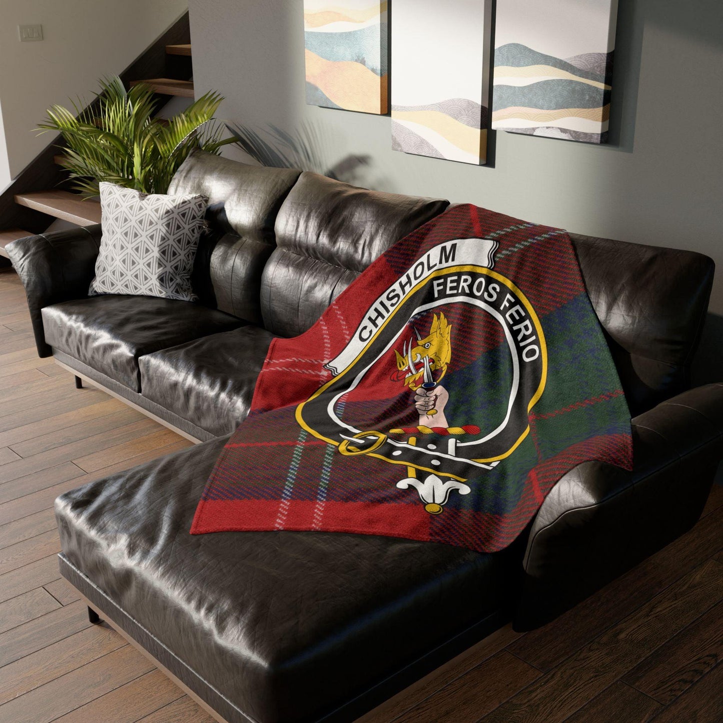 Chisholm Clan Crest Scottish Tartan Blanket