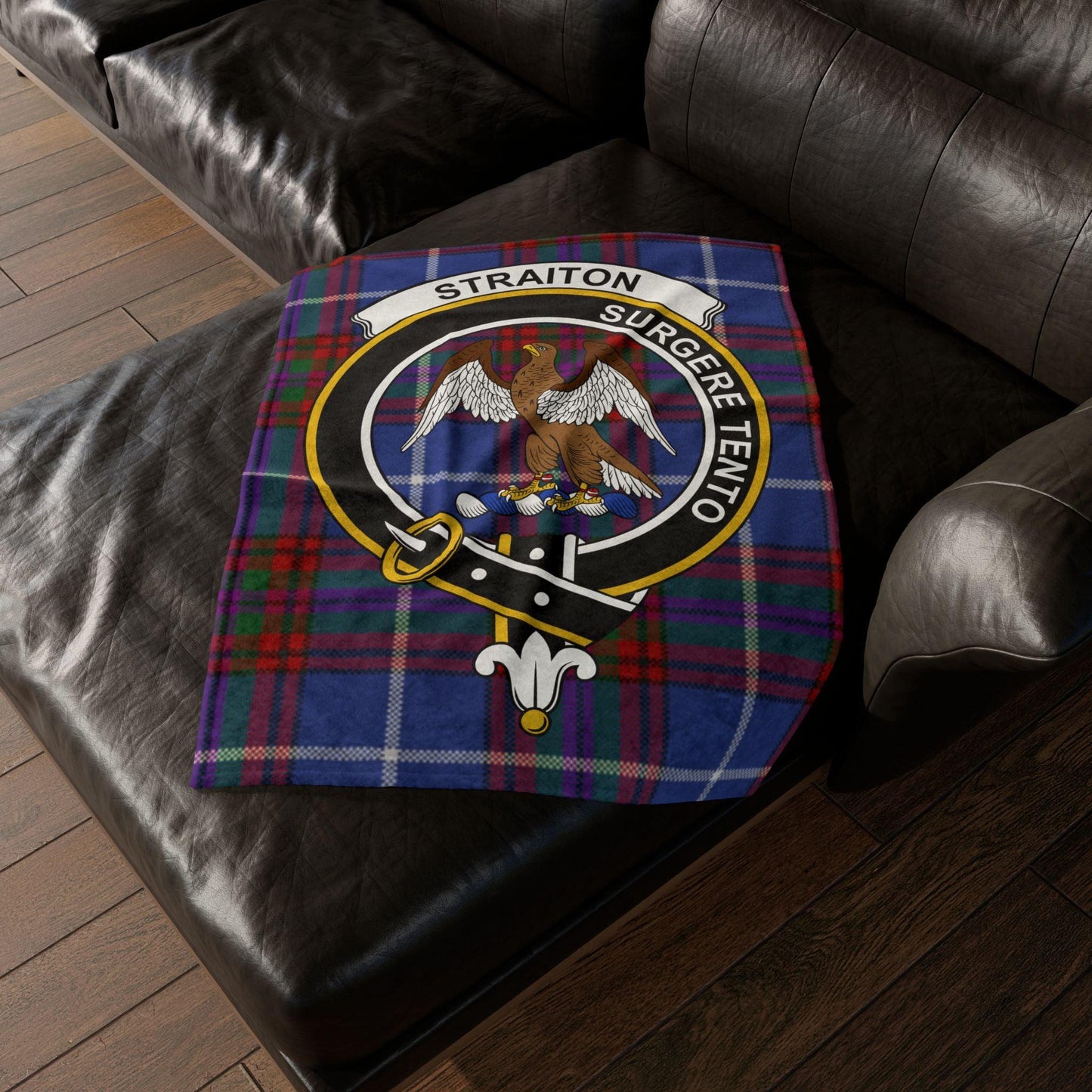 Straiton Clan Tartan Blanket – Scottish Crest Throw