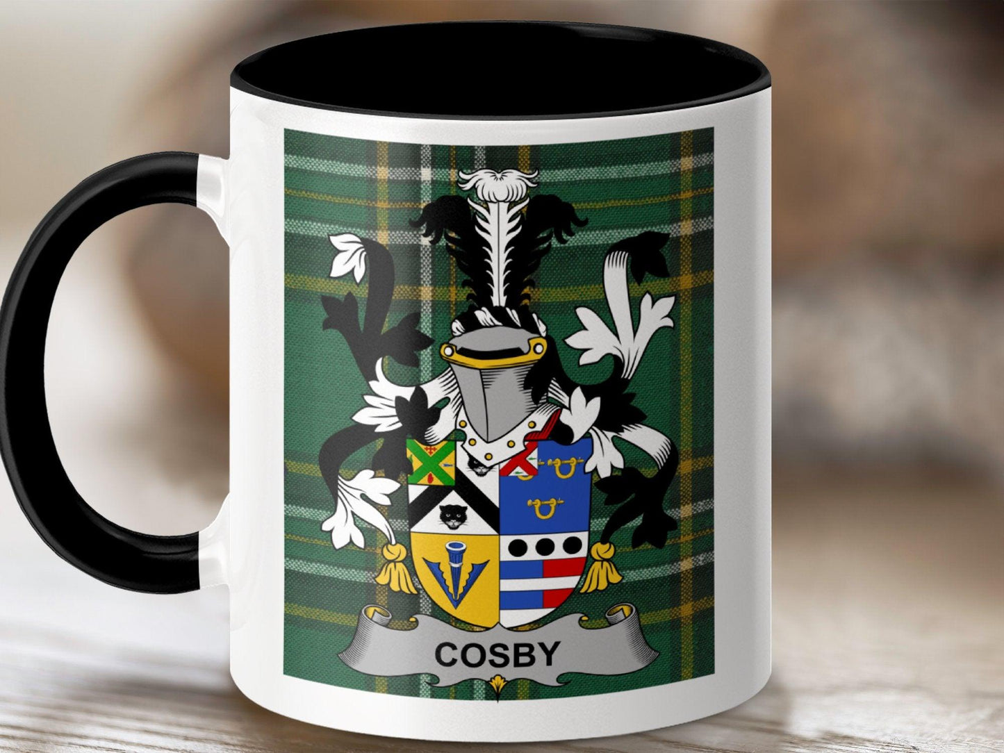 Cosby Surname Family Crest Irish Tartan Mug - Celtic Ancestry Gifts