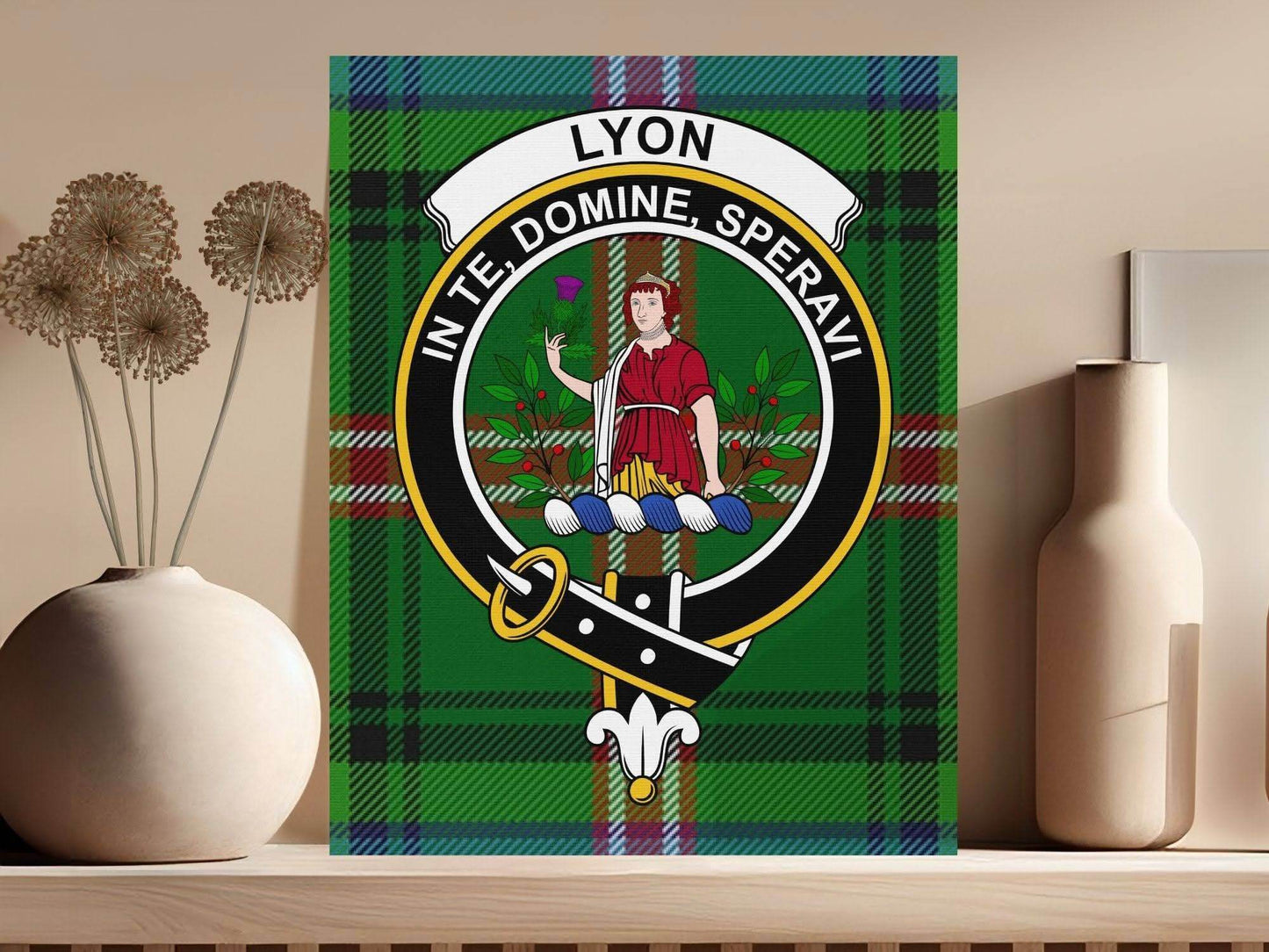 Lyon Scottish Tartan Crest Canvas Wrap - Celtic Ancestry Gifts