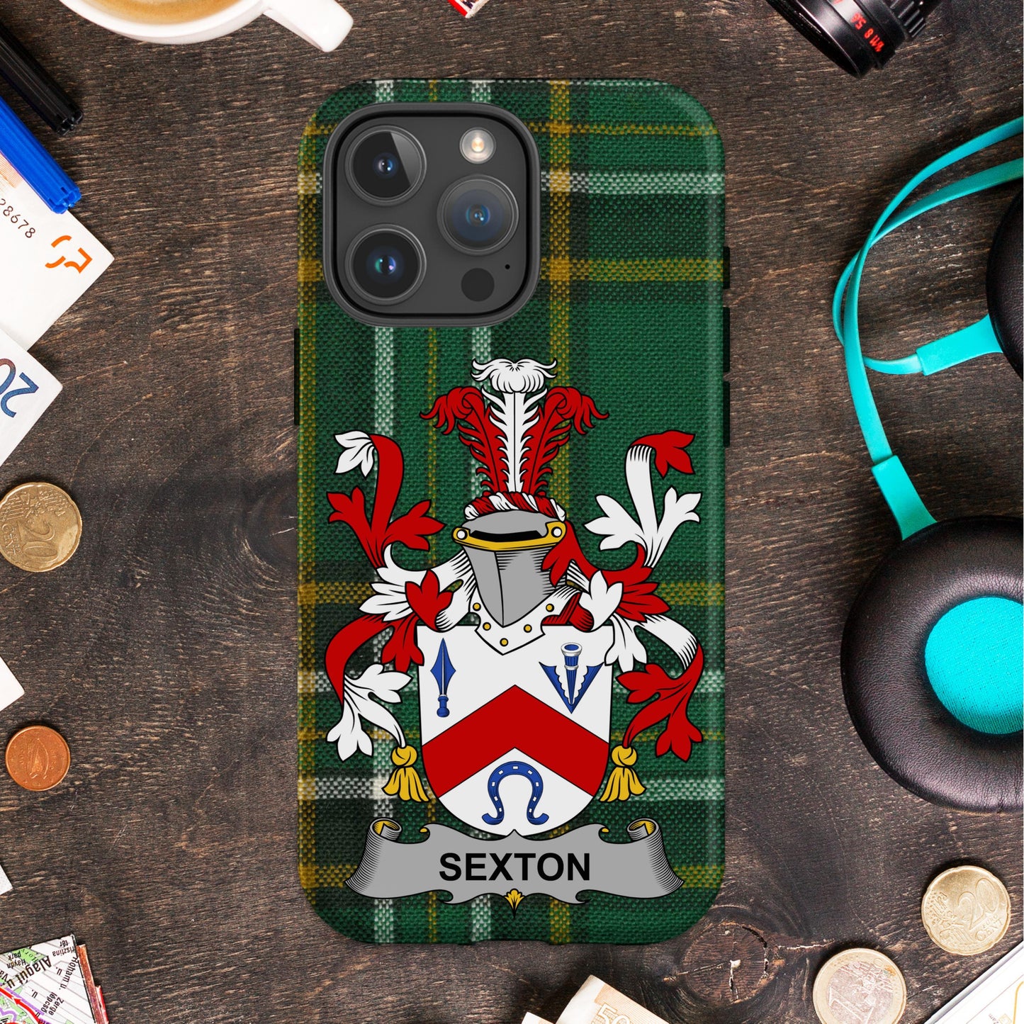 Sexton Family Crest Heraldry Design Cell phone cover - Celtic Ancestry Gifts