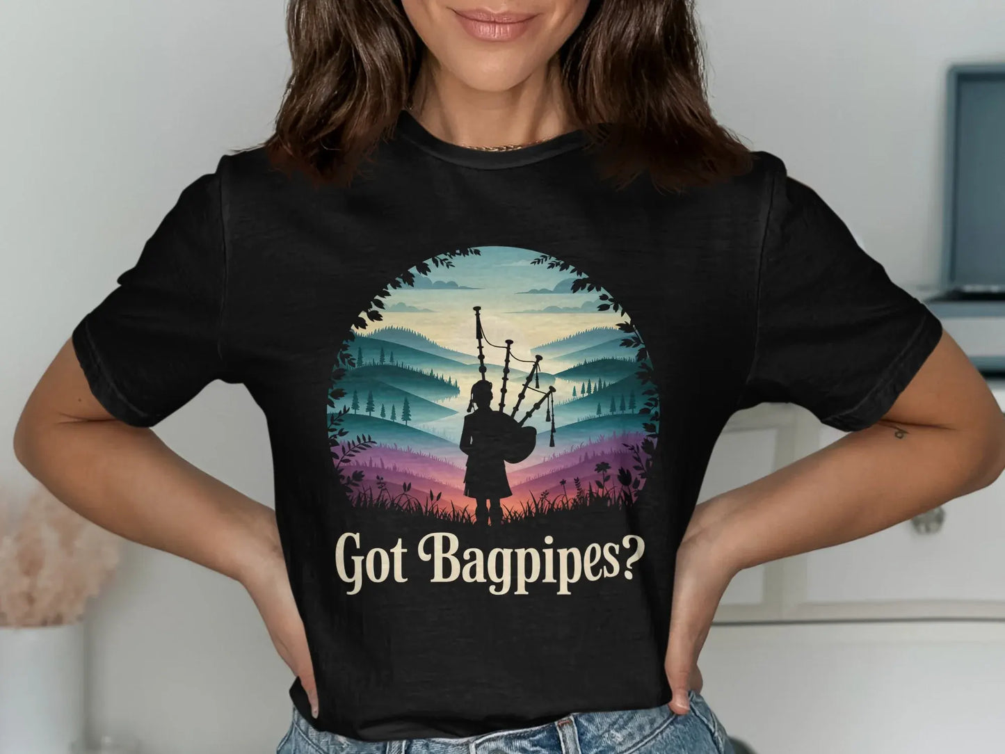 Got Bagpipes Colorful Landscape Printed T-Shirt product
