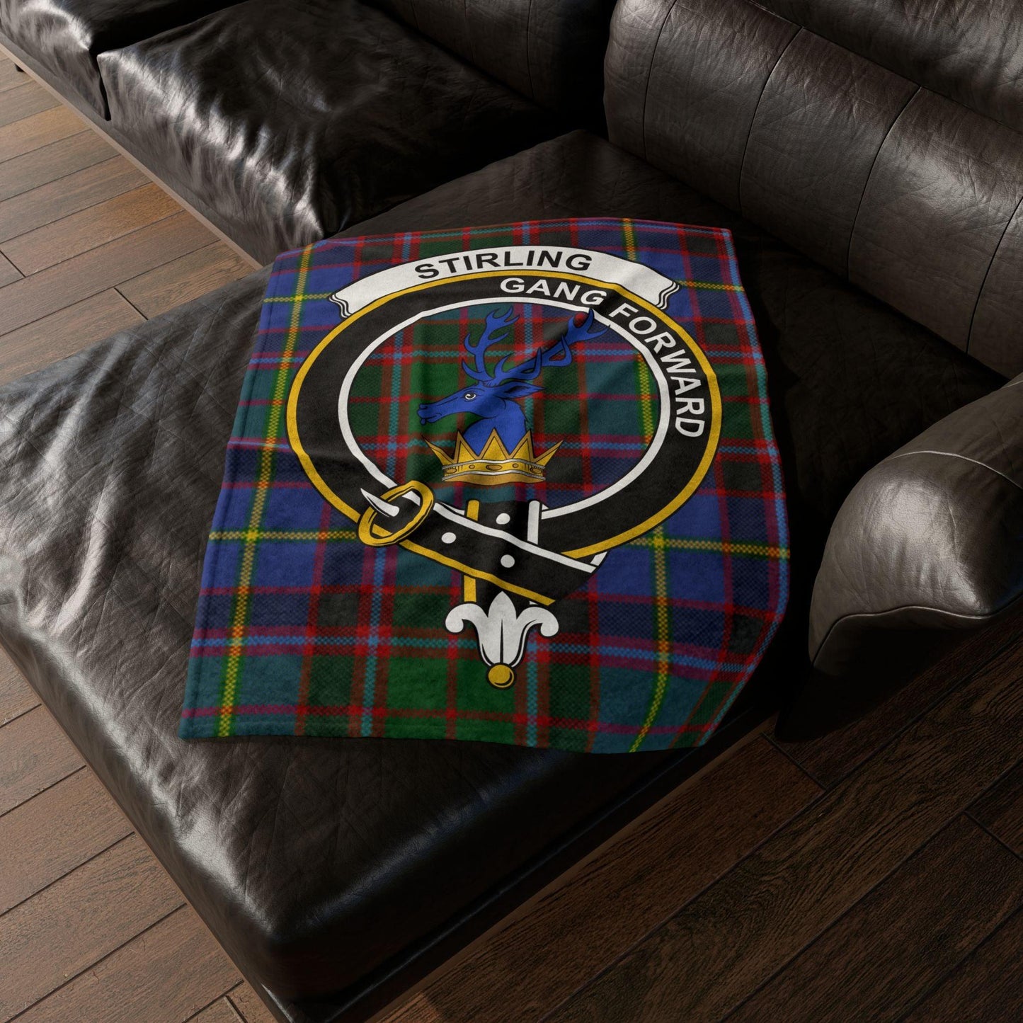 Stirling Clan Tartan Blanket – Scottish Crest Throw