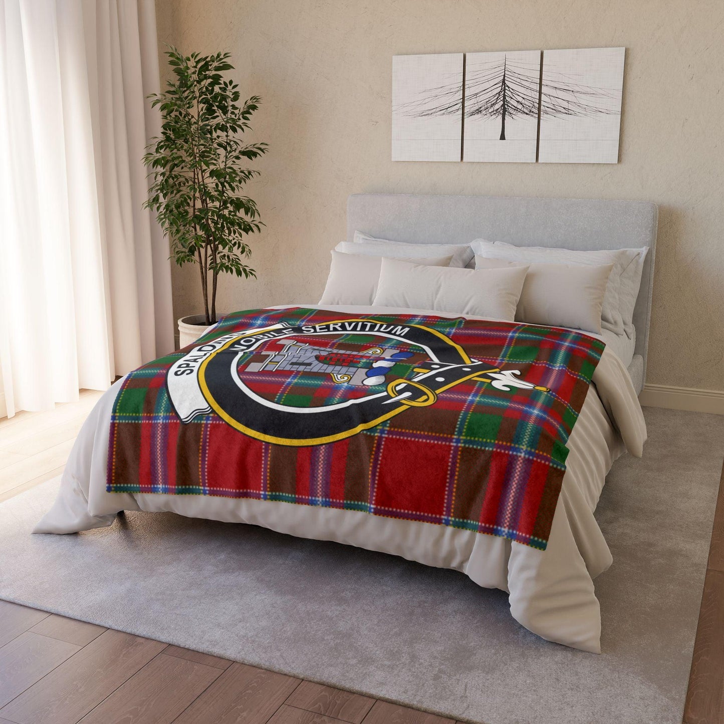 Spalding Clan Tartan Blanket – Scottish Crest Throw