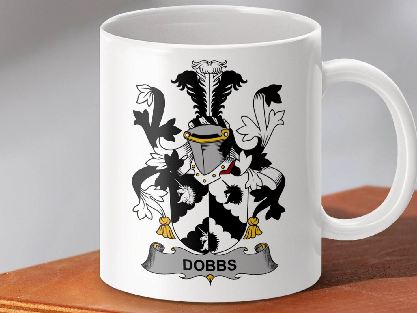 Dobbs Surname Irish Family Crest Mug - Celtic Ancestry Gifts