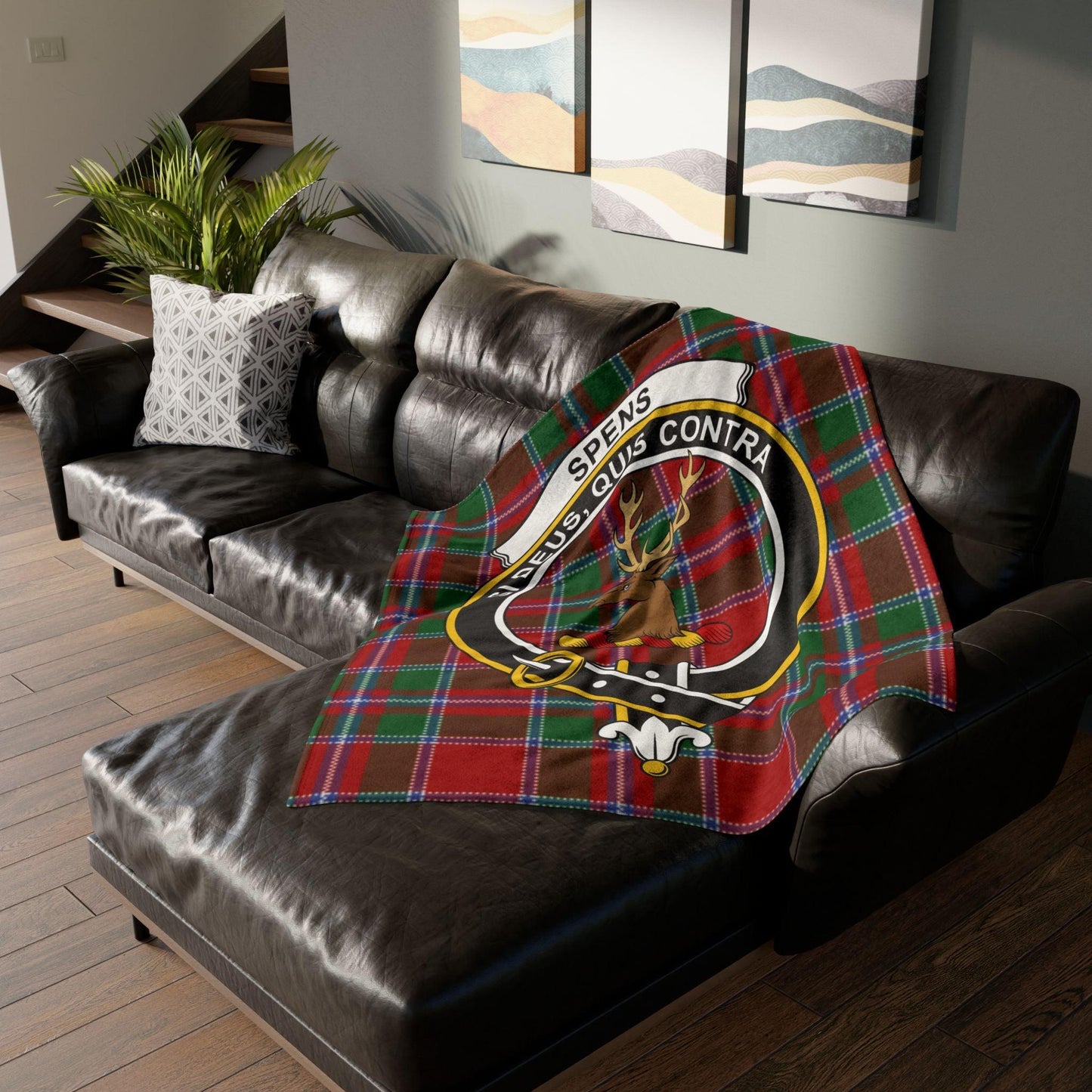 Spens Clan Tartan Blanket – Scottish Crest Throw