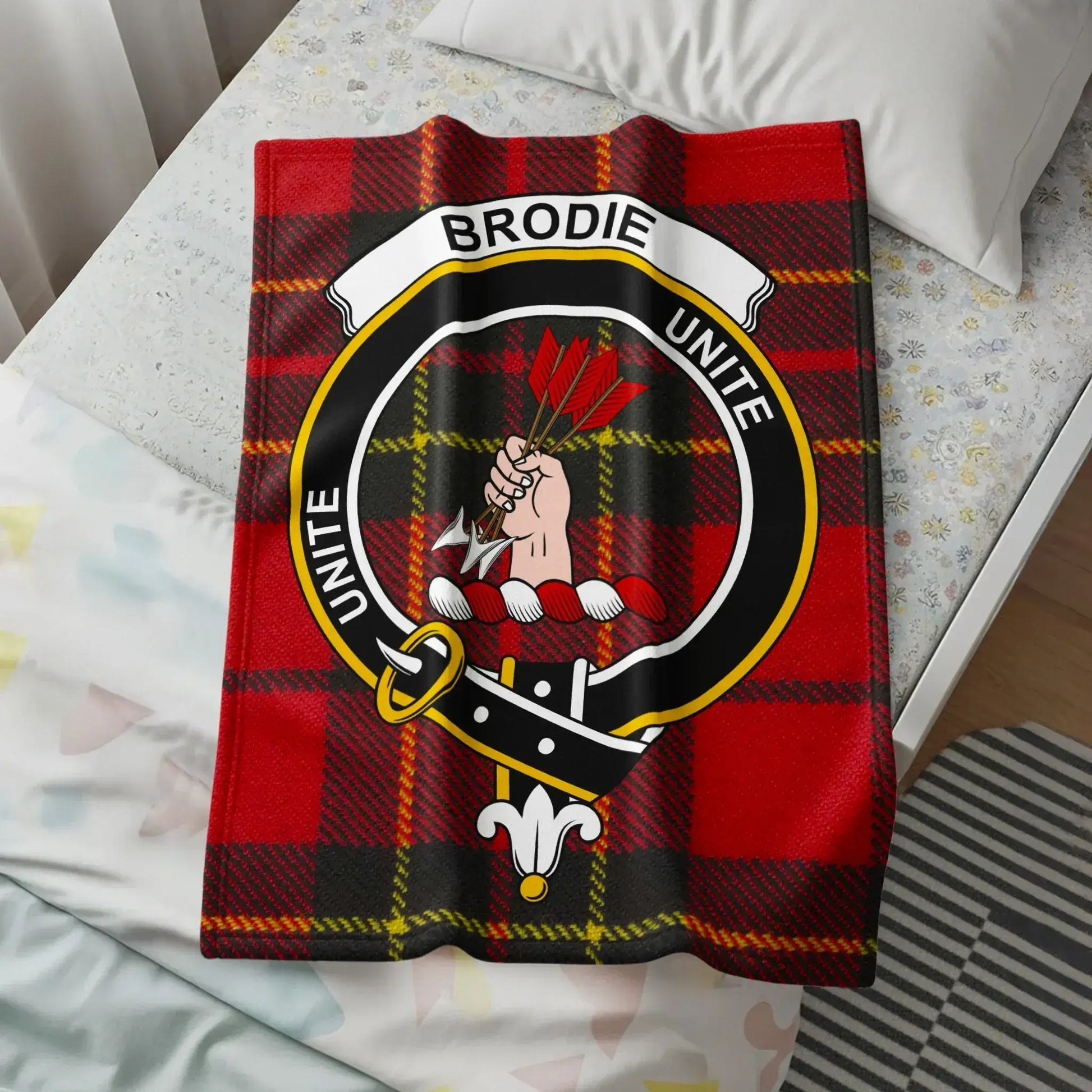 Clan Brodie Unite Red Plaid Personalized Blanket product type