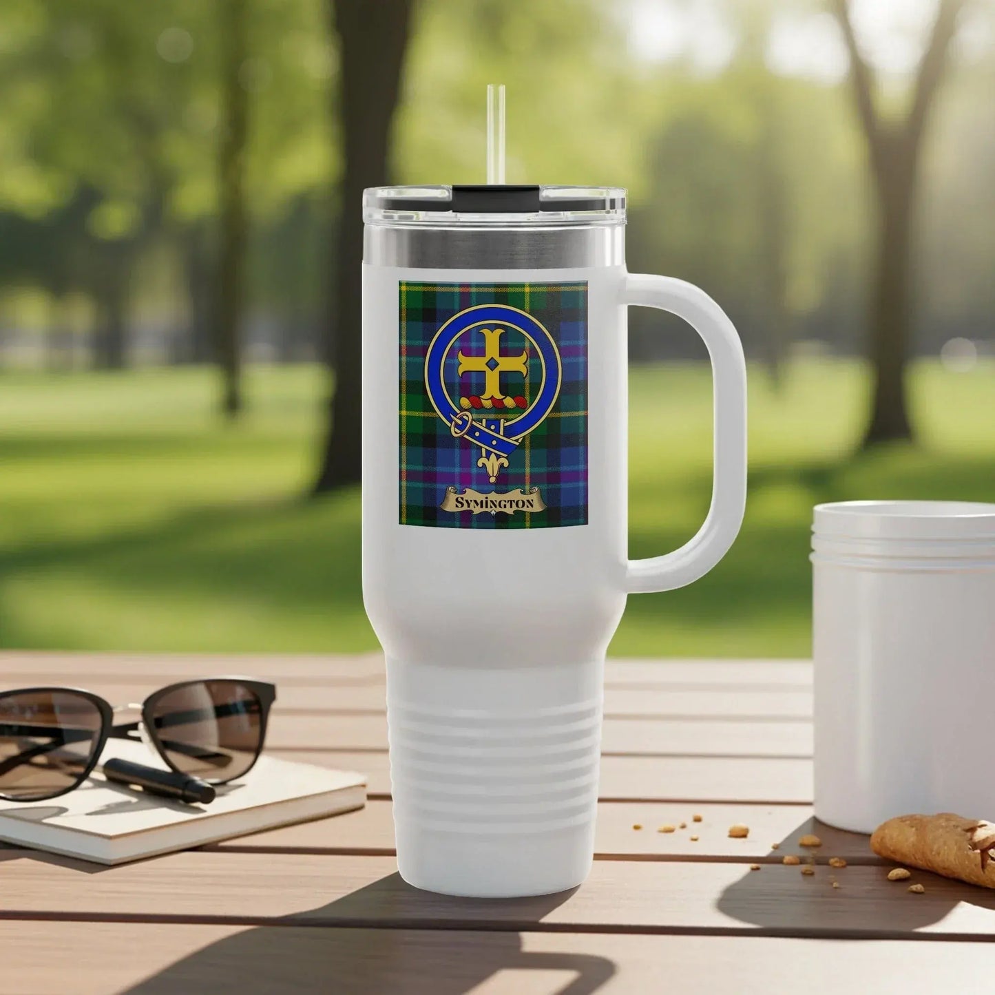 Customizable Plaid Design Travel Mug Drinkware Product