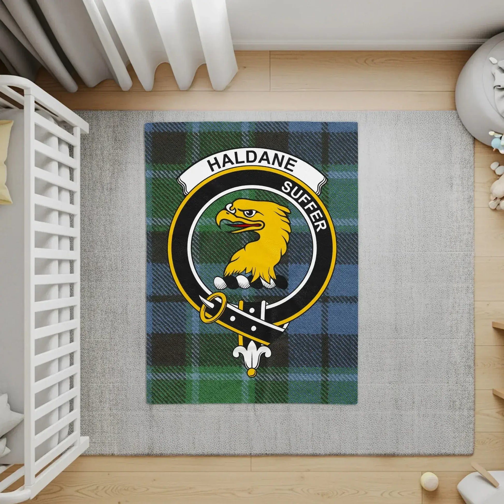 Haldane Suffer Eagle Crest Design Tartan Rug product