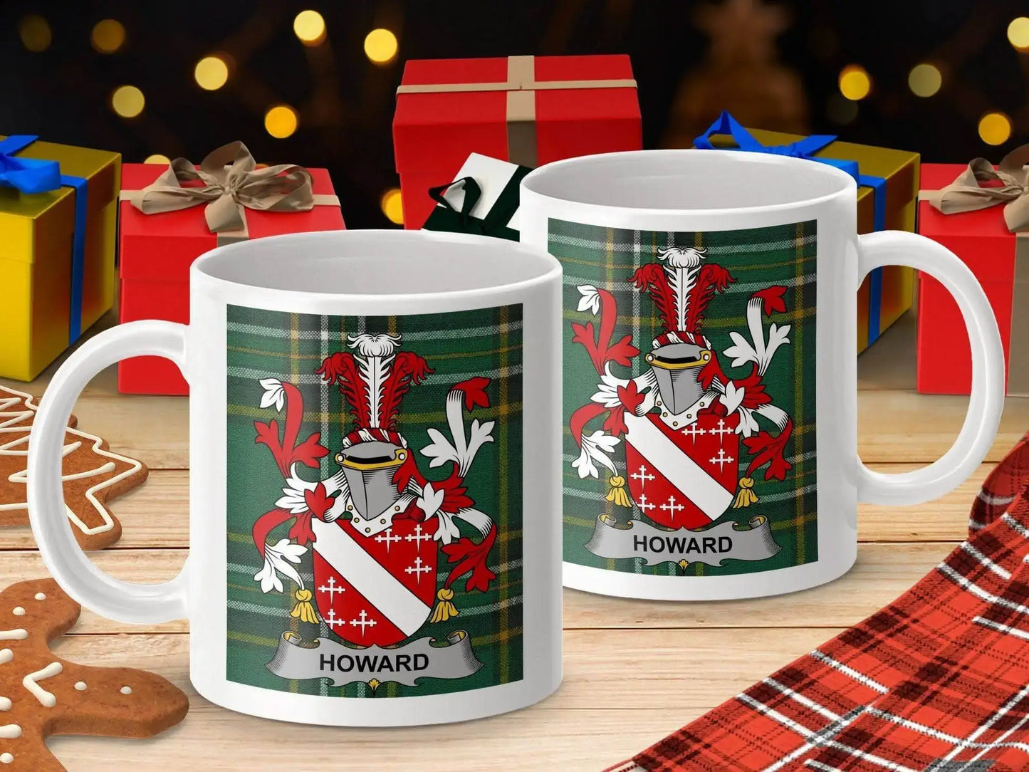 Howard Surname Family Crest Irish Tartan Mug - Celtic Ancestry Gifts