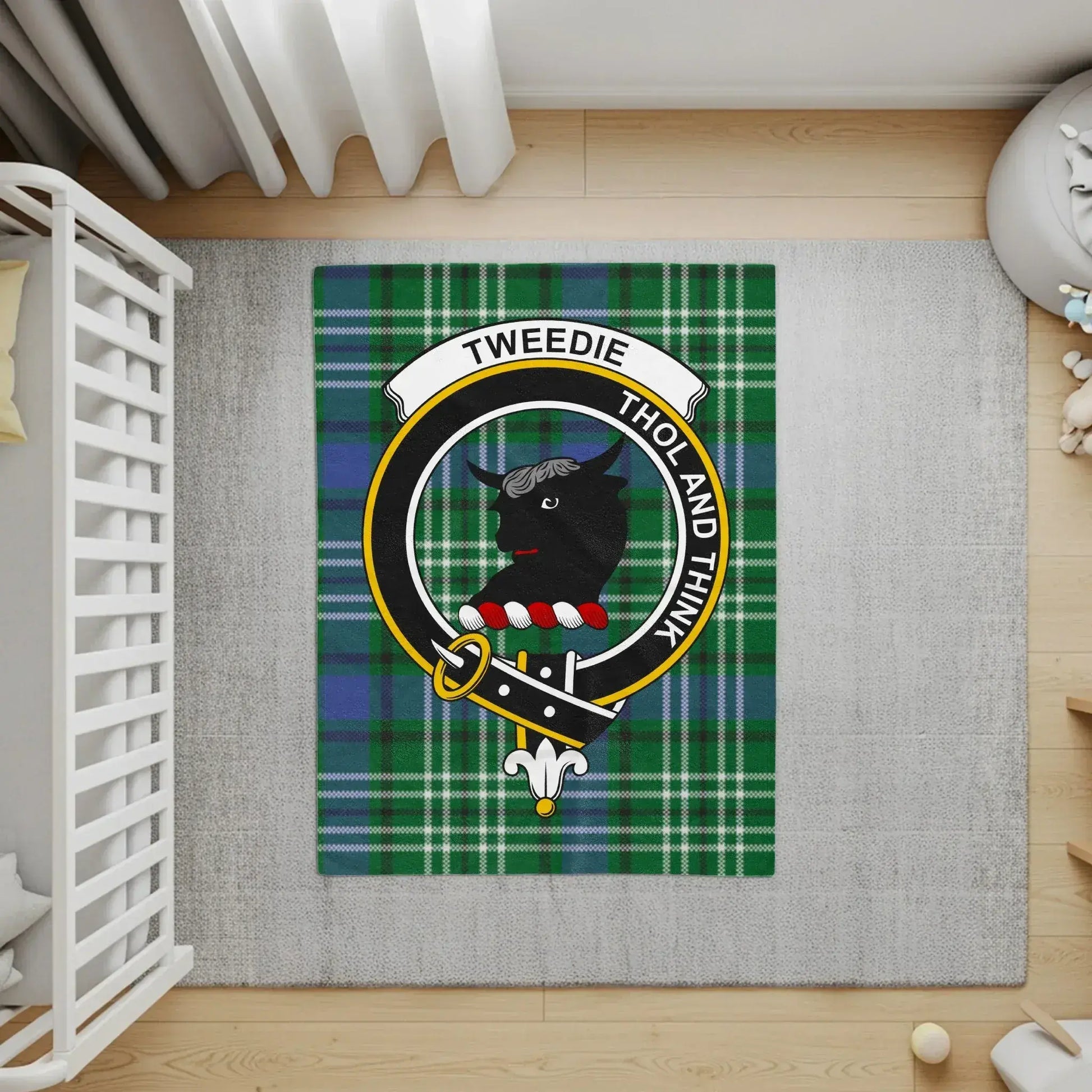 Custom Clan Tweedie Tartan Crest Area Rug product