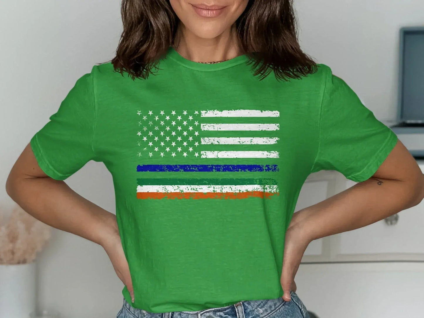Vintage American Flag Green Graphic Tee product
