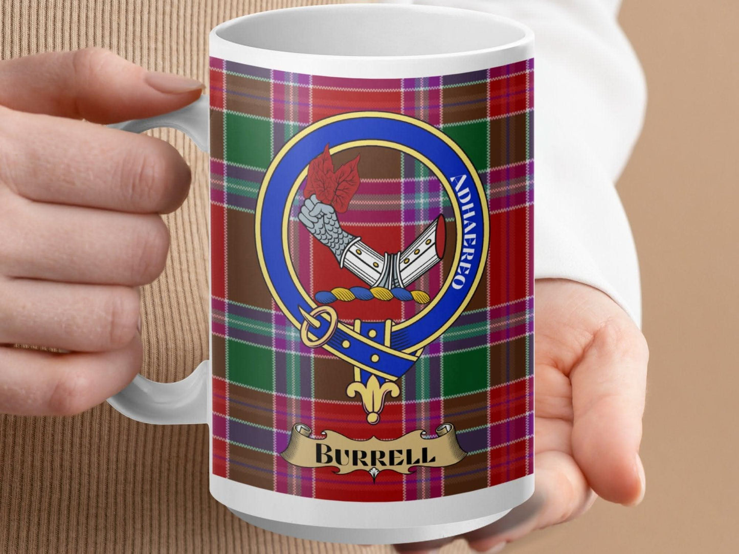 Scottish Clan Tartan Mug with Burrell Crest product