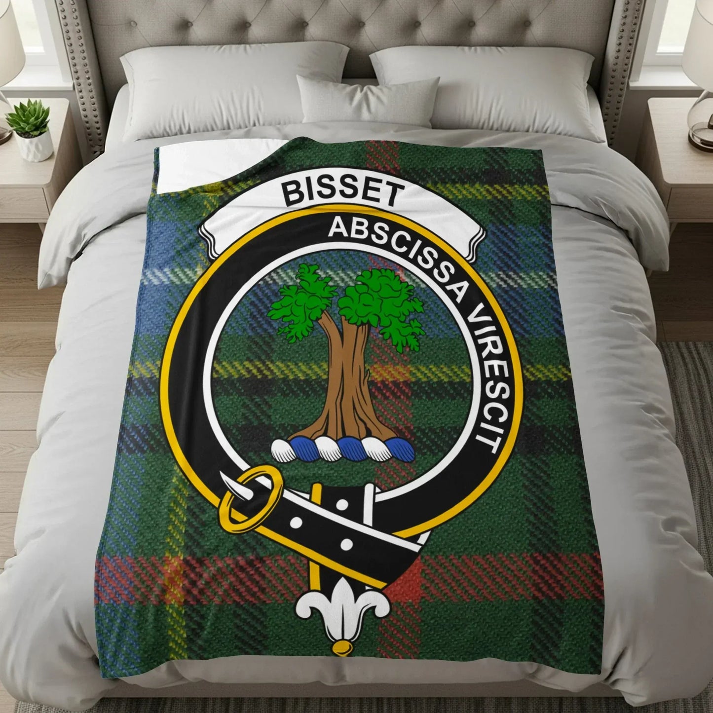 Clan Bisset Abscissa Virescit Tartan Blanket product type