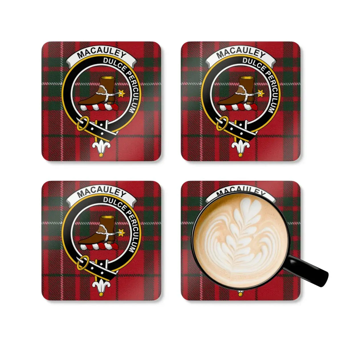 MacAuley Dulce Periculum Plaid Design Coaster product