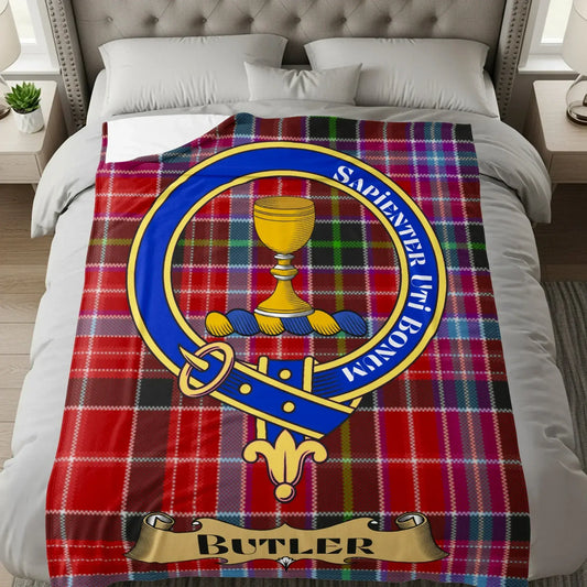 Clan Crest with Family Name Red Plaid Blanket product