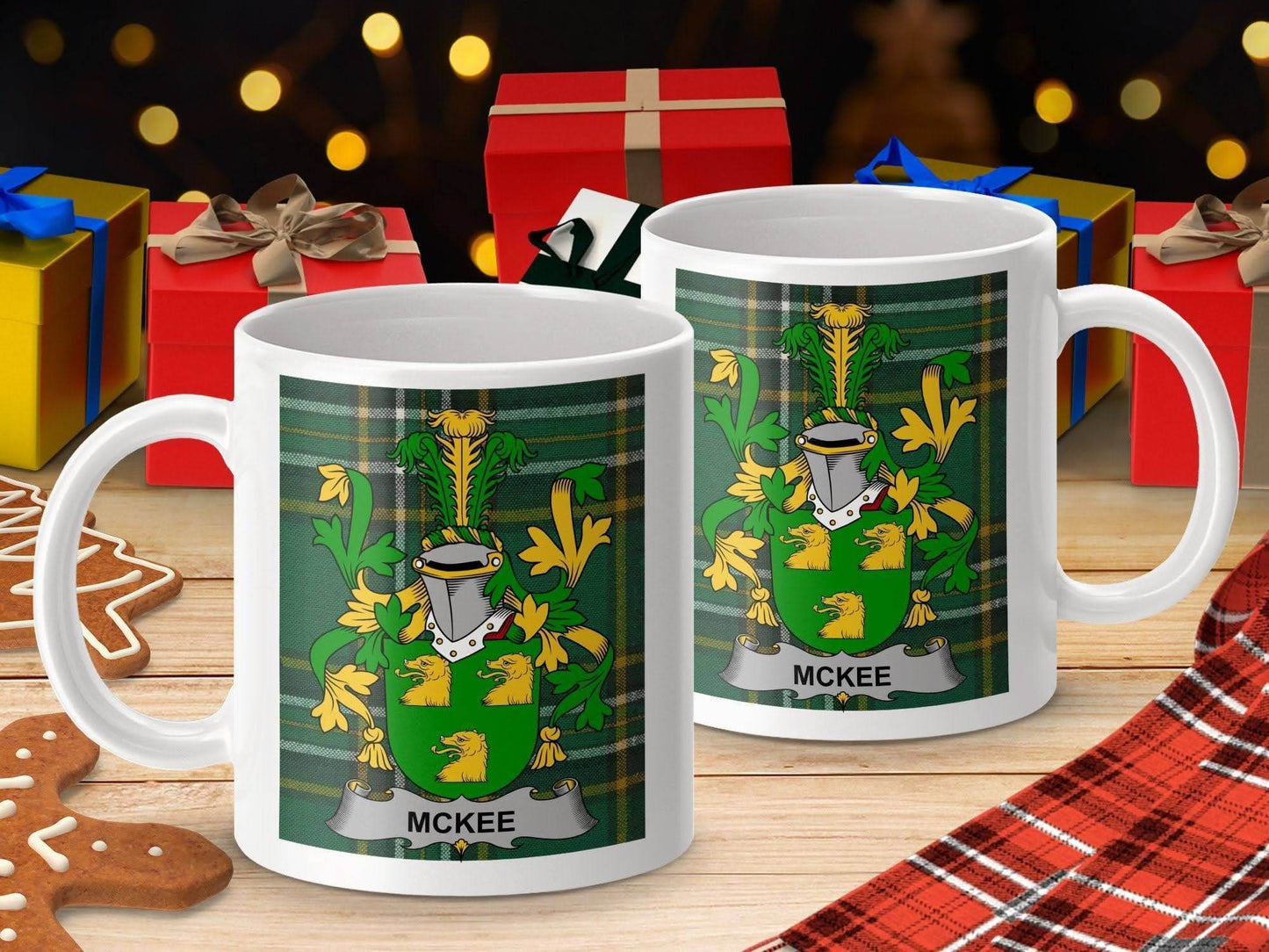 McKee Surname Family Crest Irish Tartan Mug - Celtic Ancestry Gifts