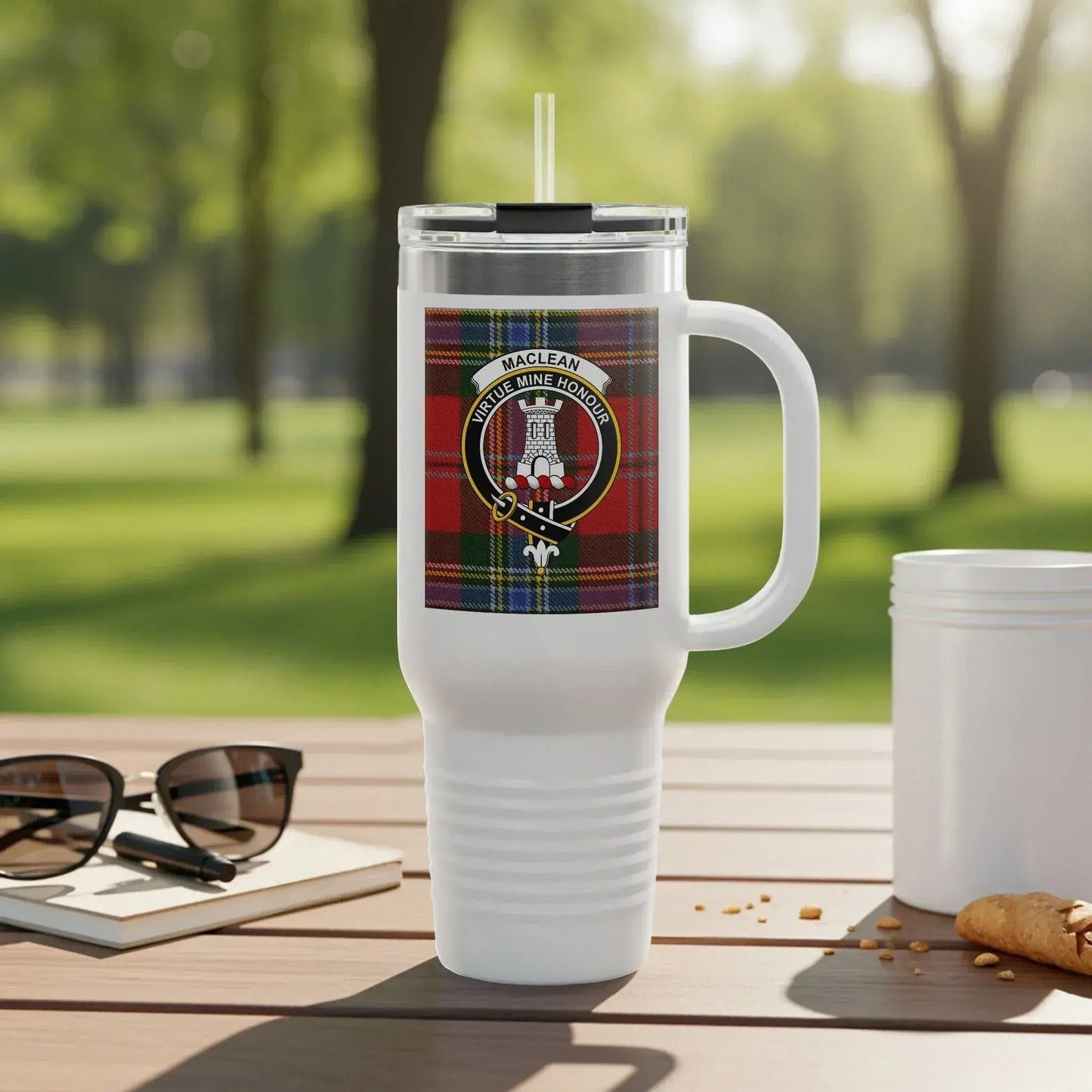 MacLean Clan Crest Tartan Design Insulated Mug product
