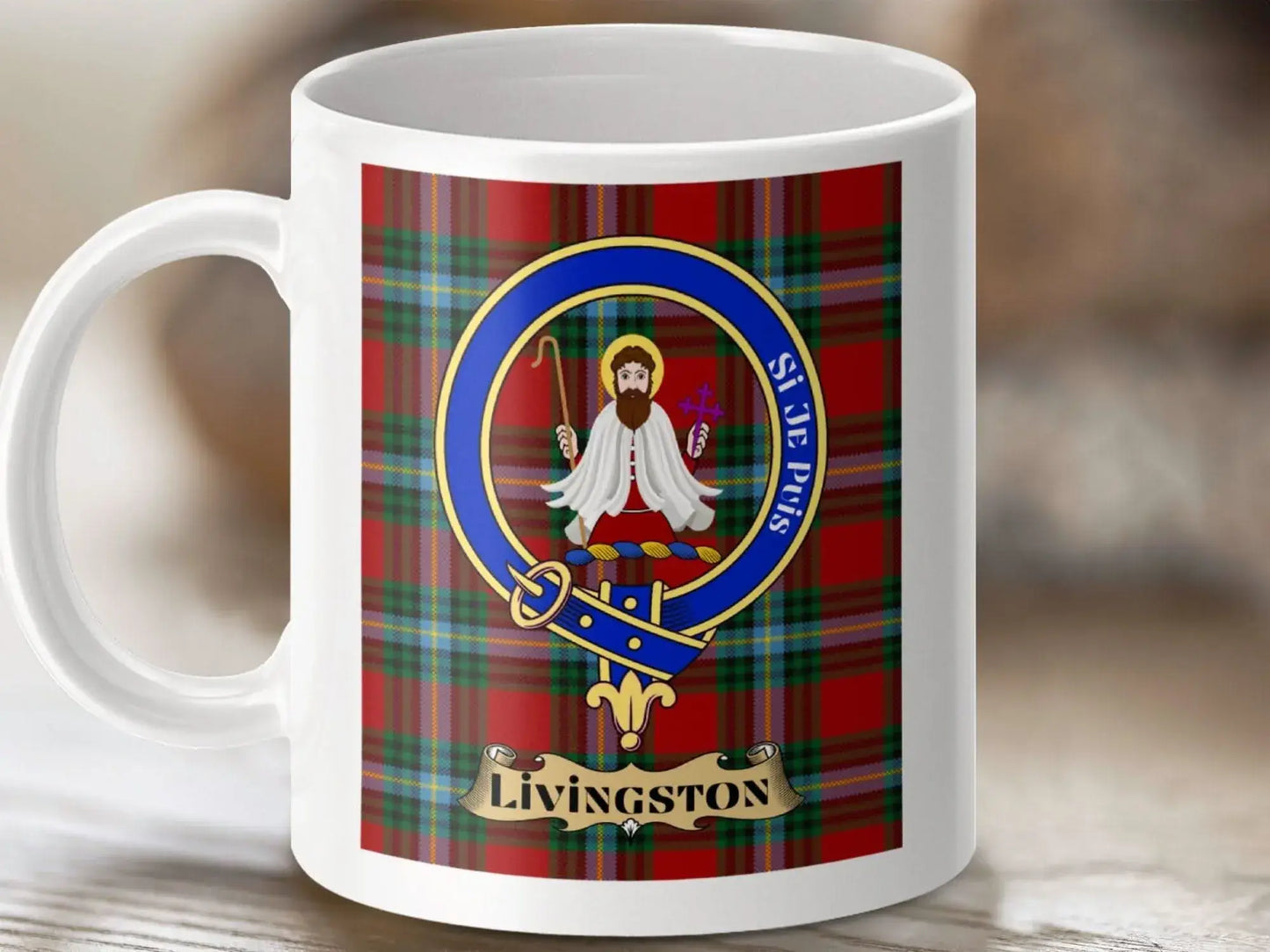 Livingston Tartan and Crest Ceramic Mug product type