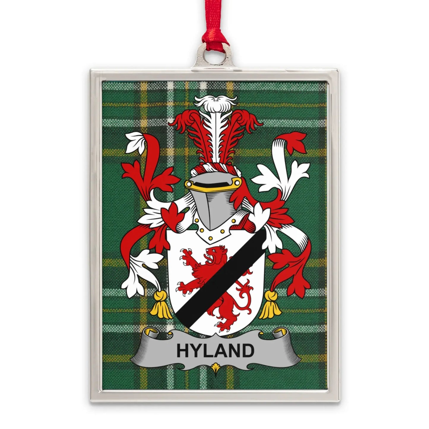 Hyland Family Crest Plaid Background Ornament product
